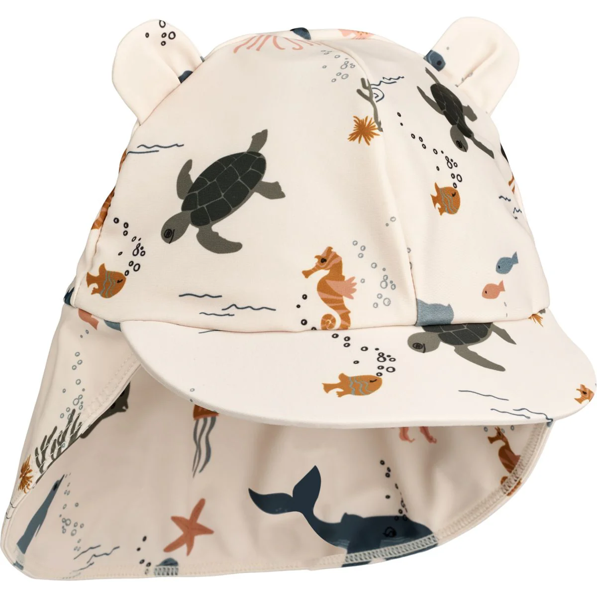 Senia seersucker sun hat - Y/D stripe: Sea blue/white