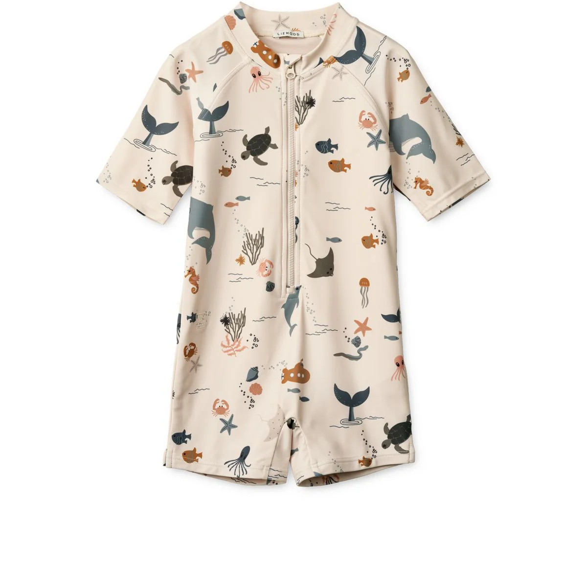 Max short-sleeved UV jumpsuit - Crab / Sandy