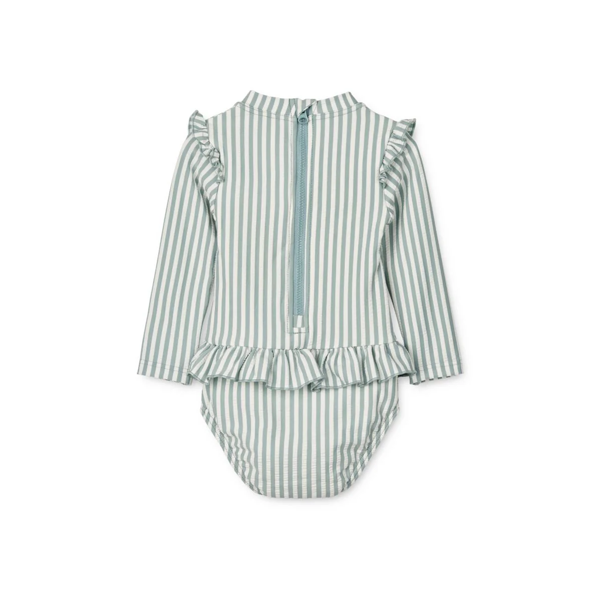 Sille baby seersucker swimsuit - Y/D stripe: Sea blue/white