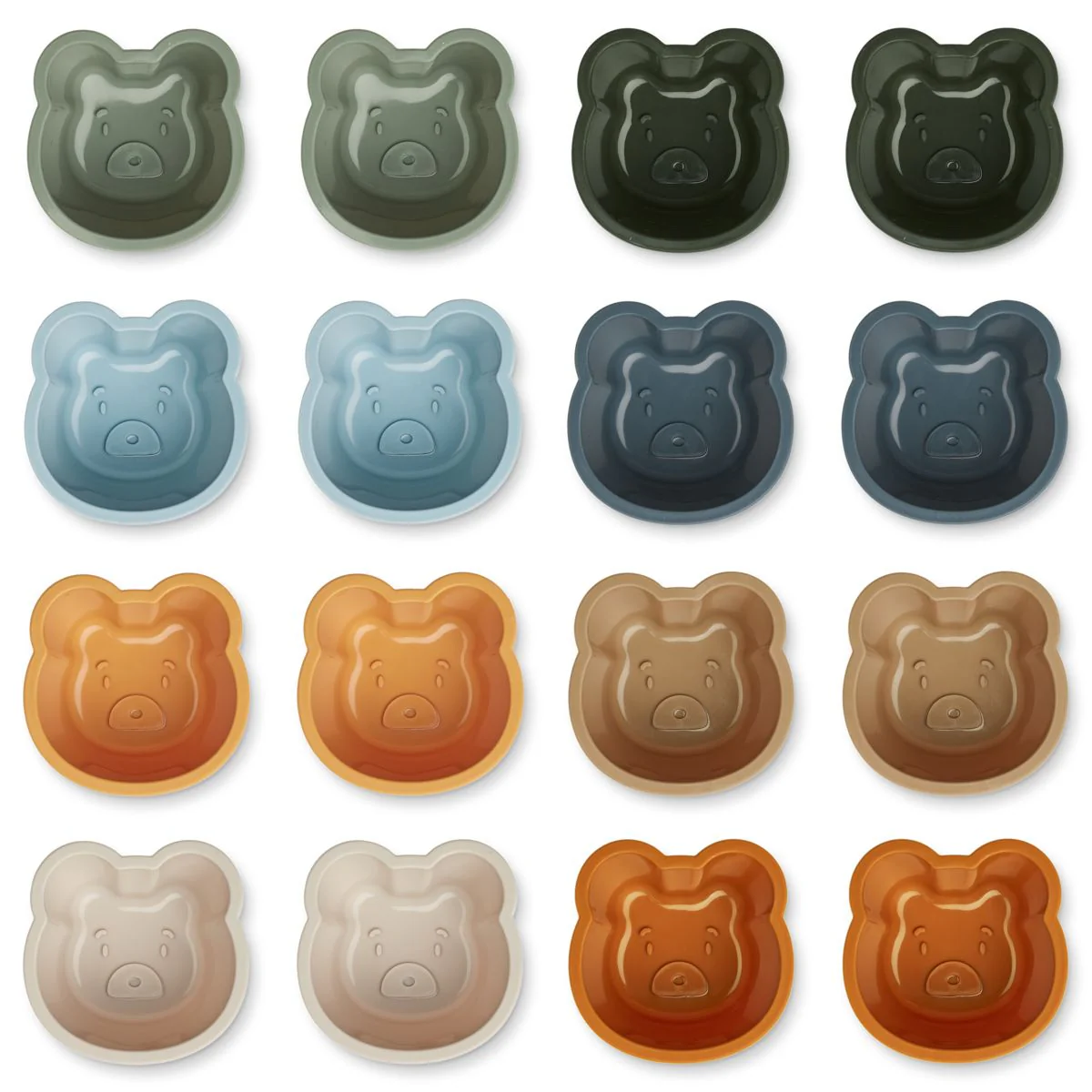 Tilo Cup Cake Moulds 16-Pack - Mr bear / faune green multi mix