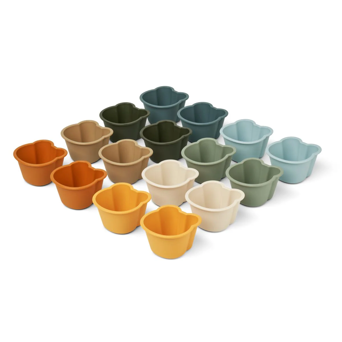 Tilo Cup Cake Moulds 16-Pack - Mr bear / faune green multi mix