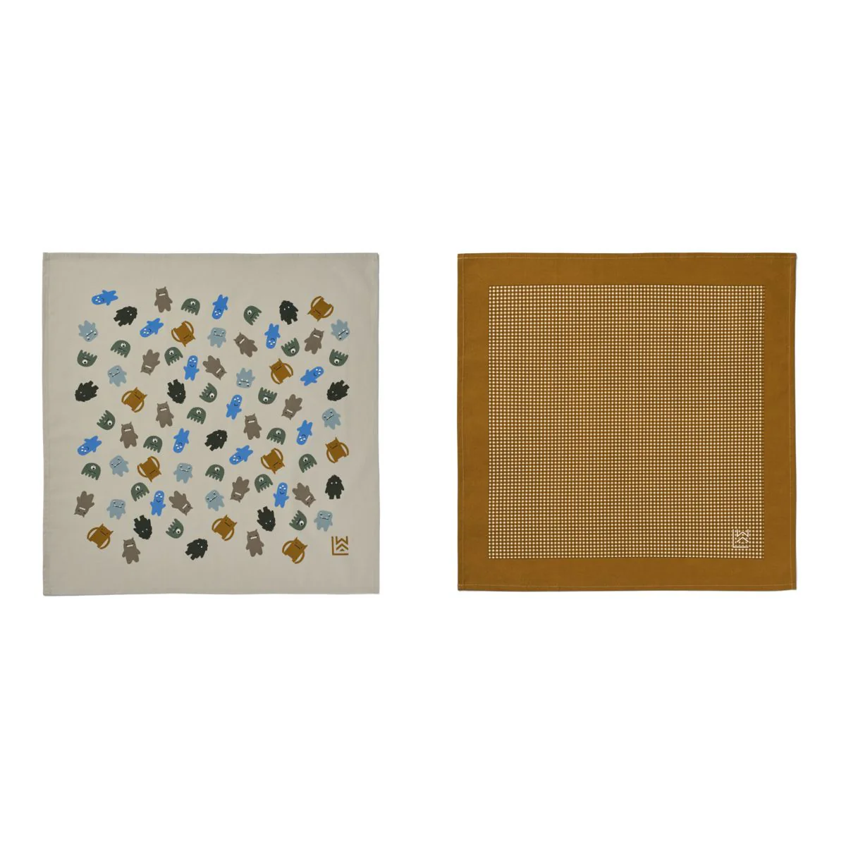 Bali Printed Cotton Bandana 2-Pack - Monster blue mix / Check mix