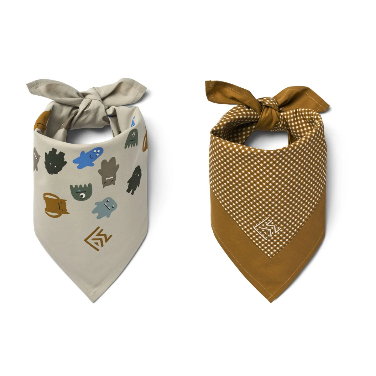 Bali Printed Cotton Bandana 2-Pack - Monster blue mix / Check mix