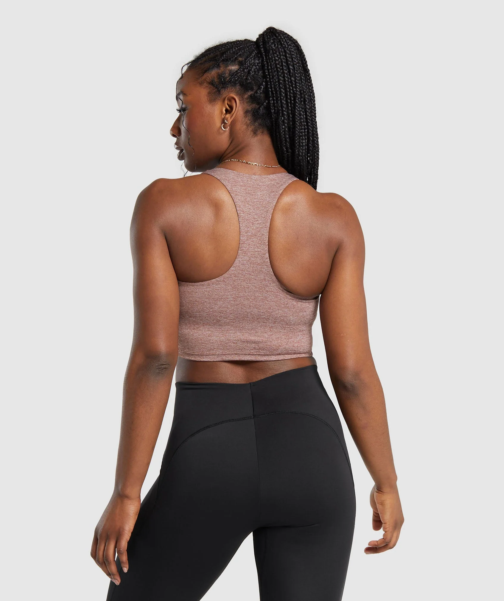 Marl Racer Shelf Crop Tank
