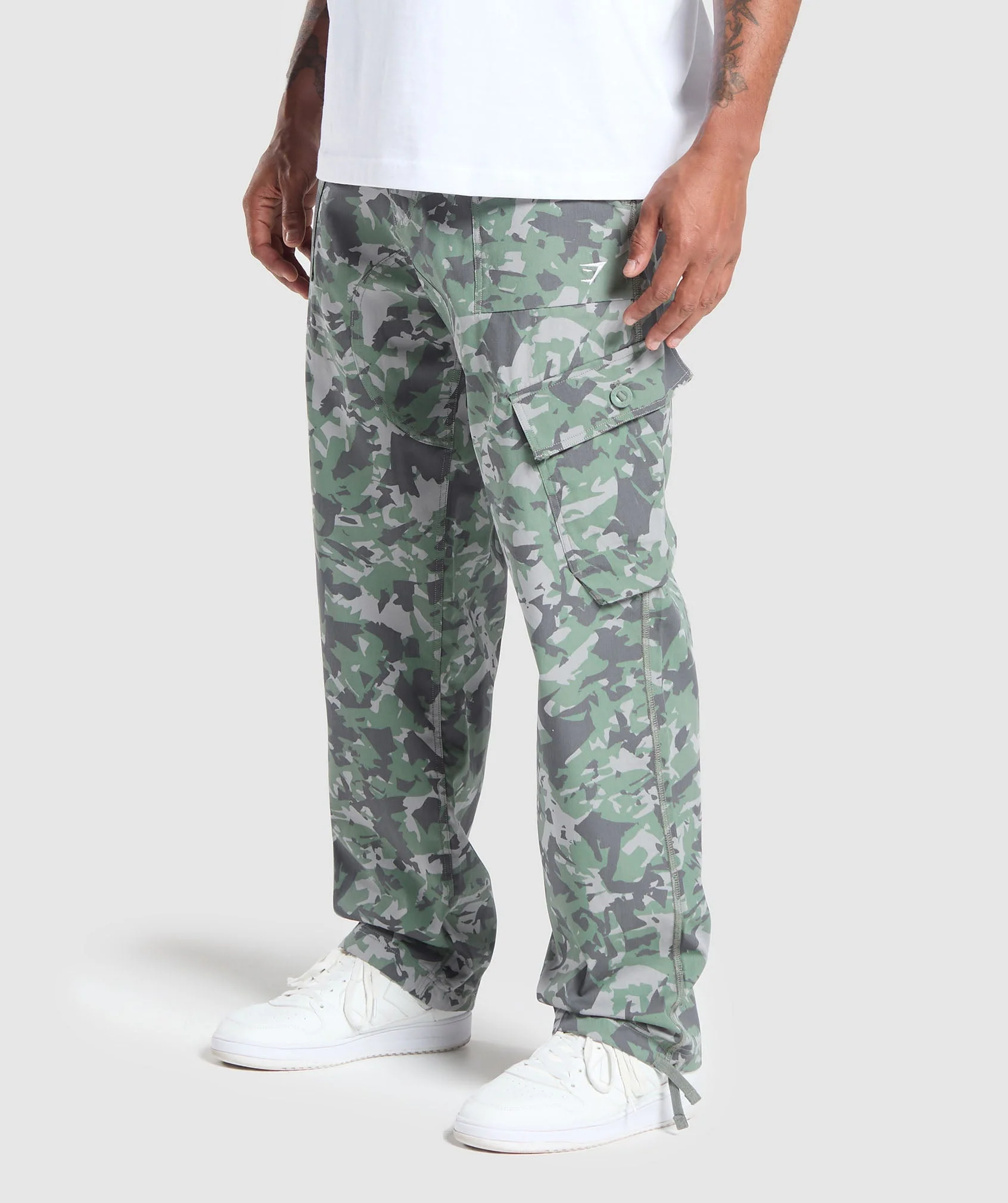 Camo Print Woven Cargo Pants