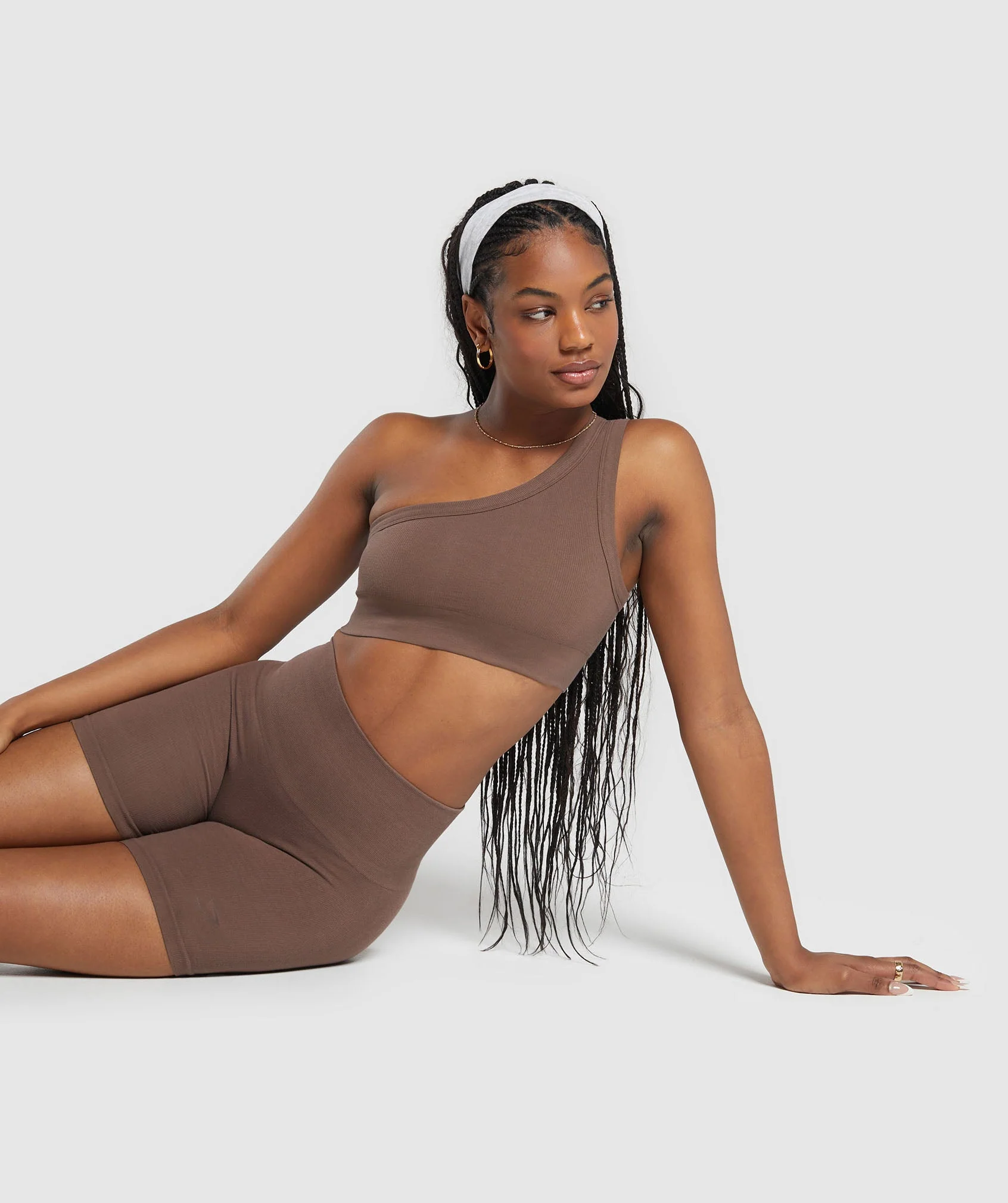 Ribbed Cotton Seamless One Shoulder Bra