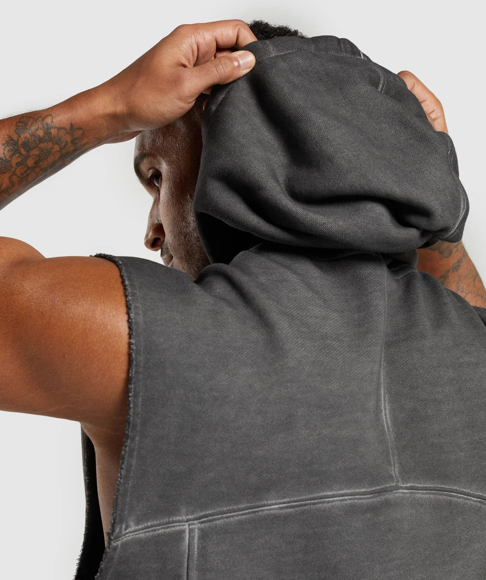 Heavyweight Washed Cut Off Hoodie