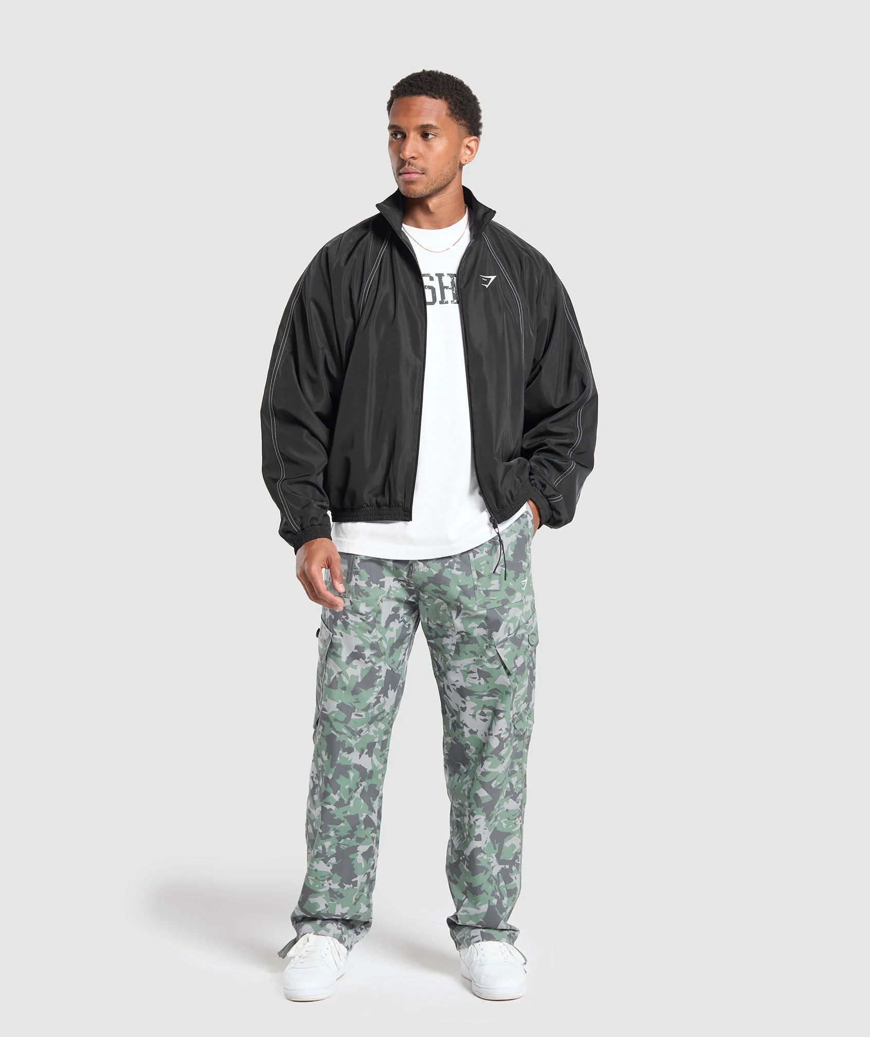 Camo Print Woven Cargo Pants