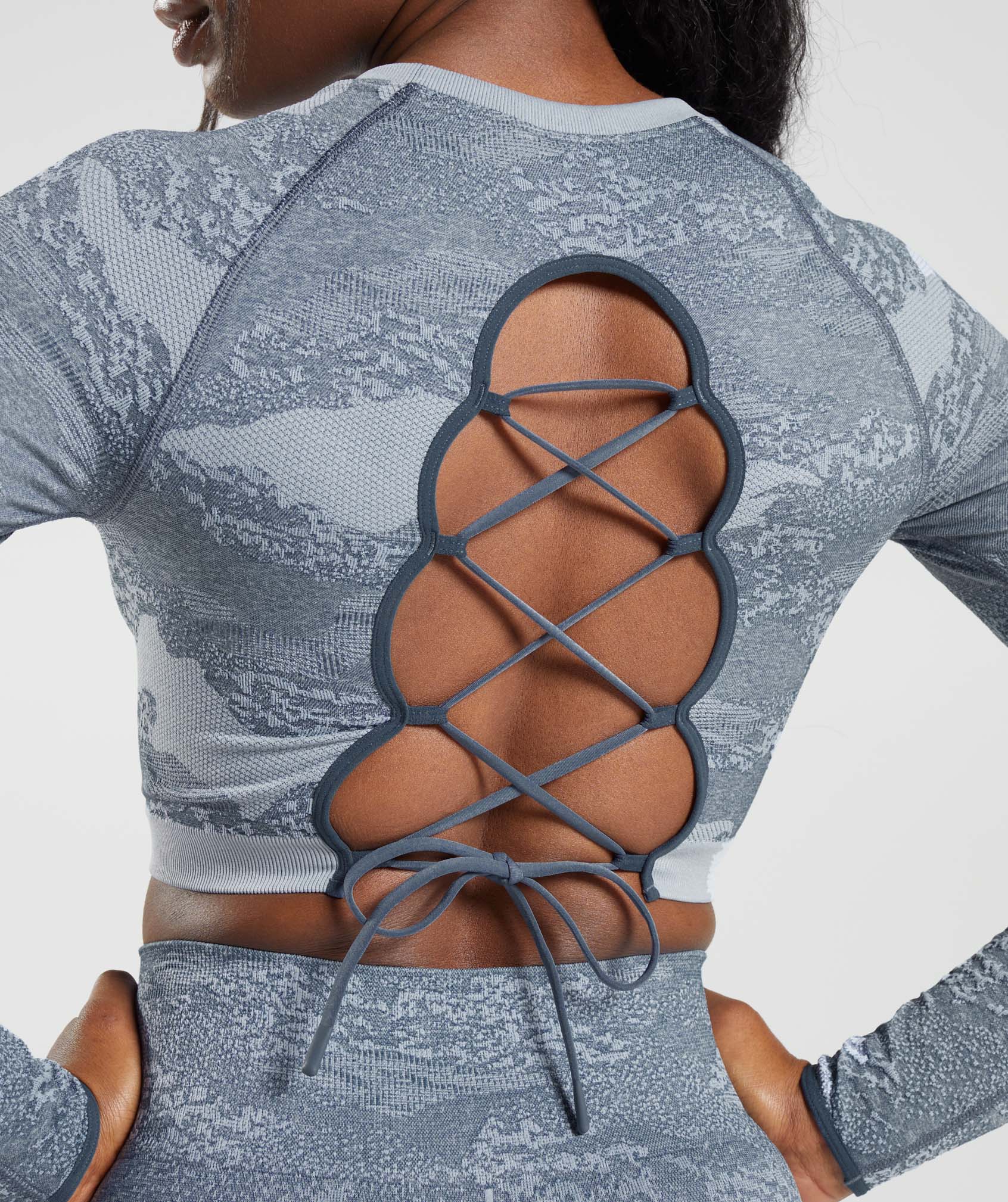 Adapt Camo Seamless Lace Up Back Top