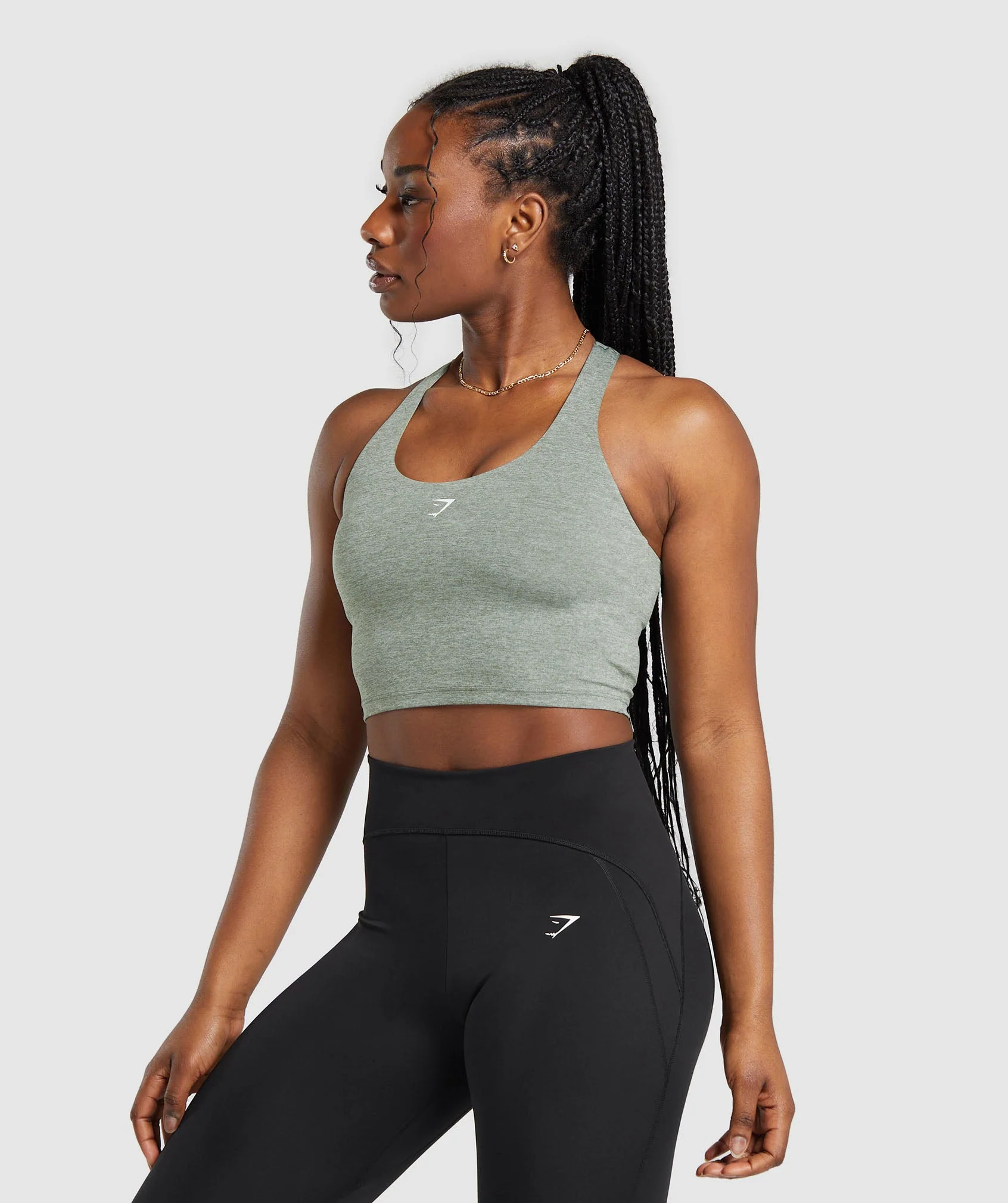 Marl Racer Shelf Crop Tank