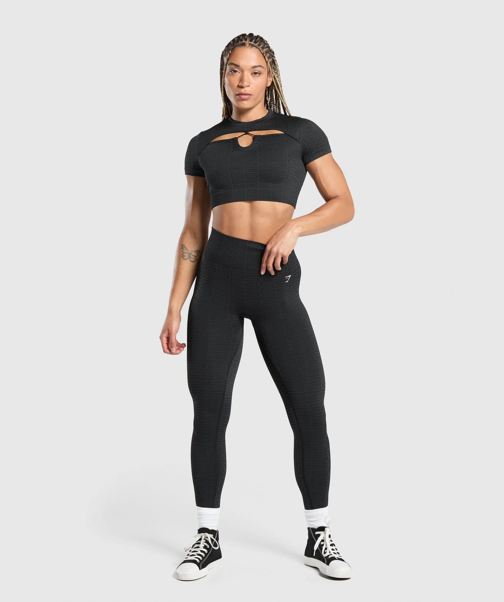 Adapt Monogram Seamless Ruched Crop Top