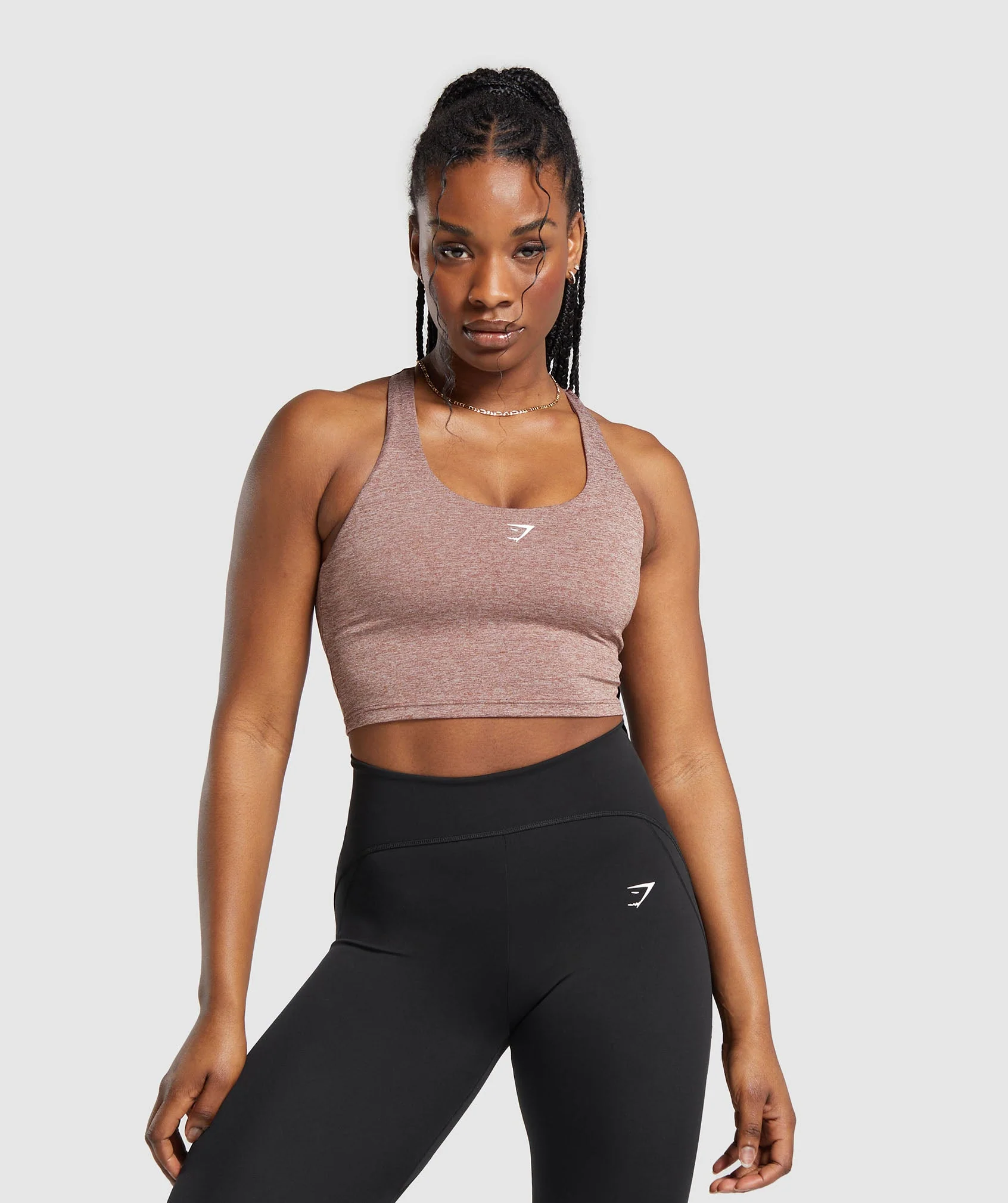 Marl Racer Shelf Crop Tank