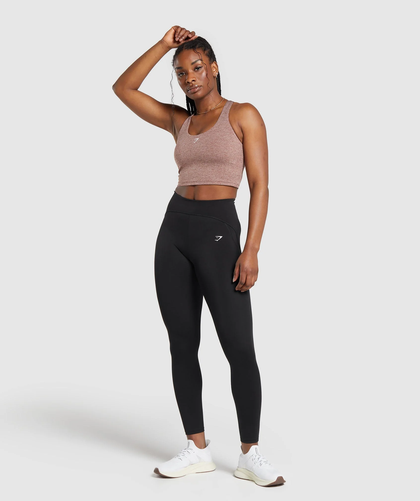 Marl Racer Shelf Crop Tank