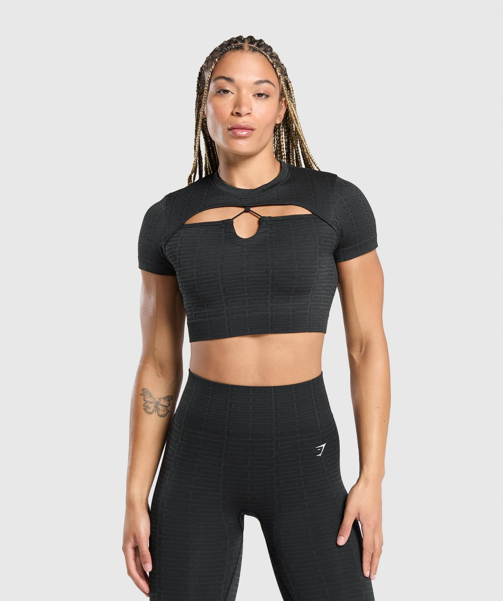 Adapt Monogram Seamless Ruched Crop Top