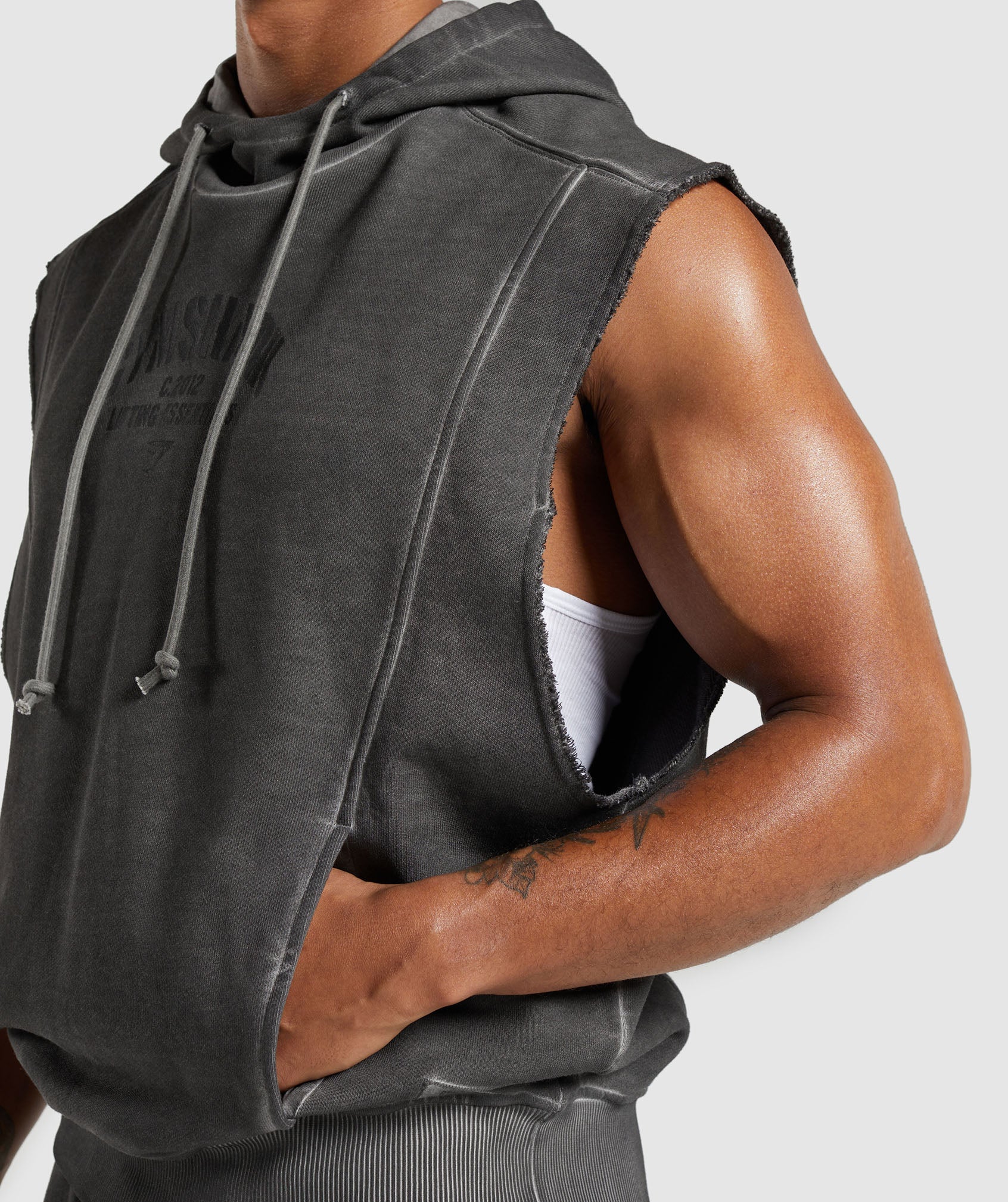 Heavyweight Washed Cut Off Hoodie