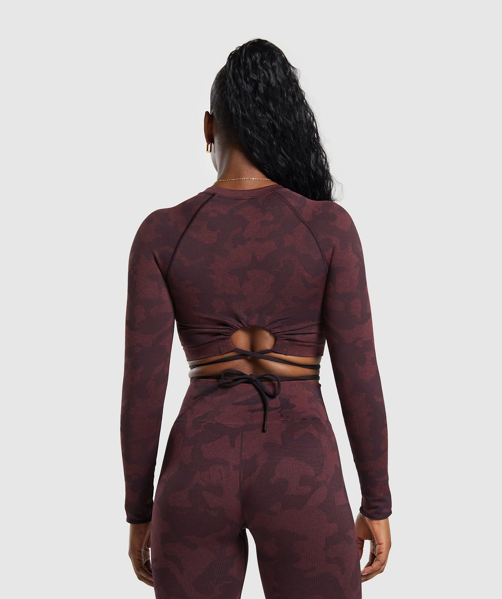 Adapt Camo Seamless Ribbed Long Sleeve Crop Top