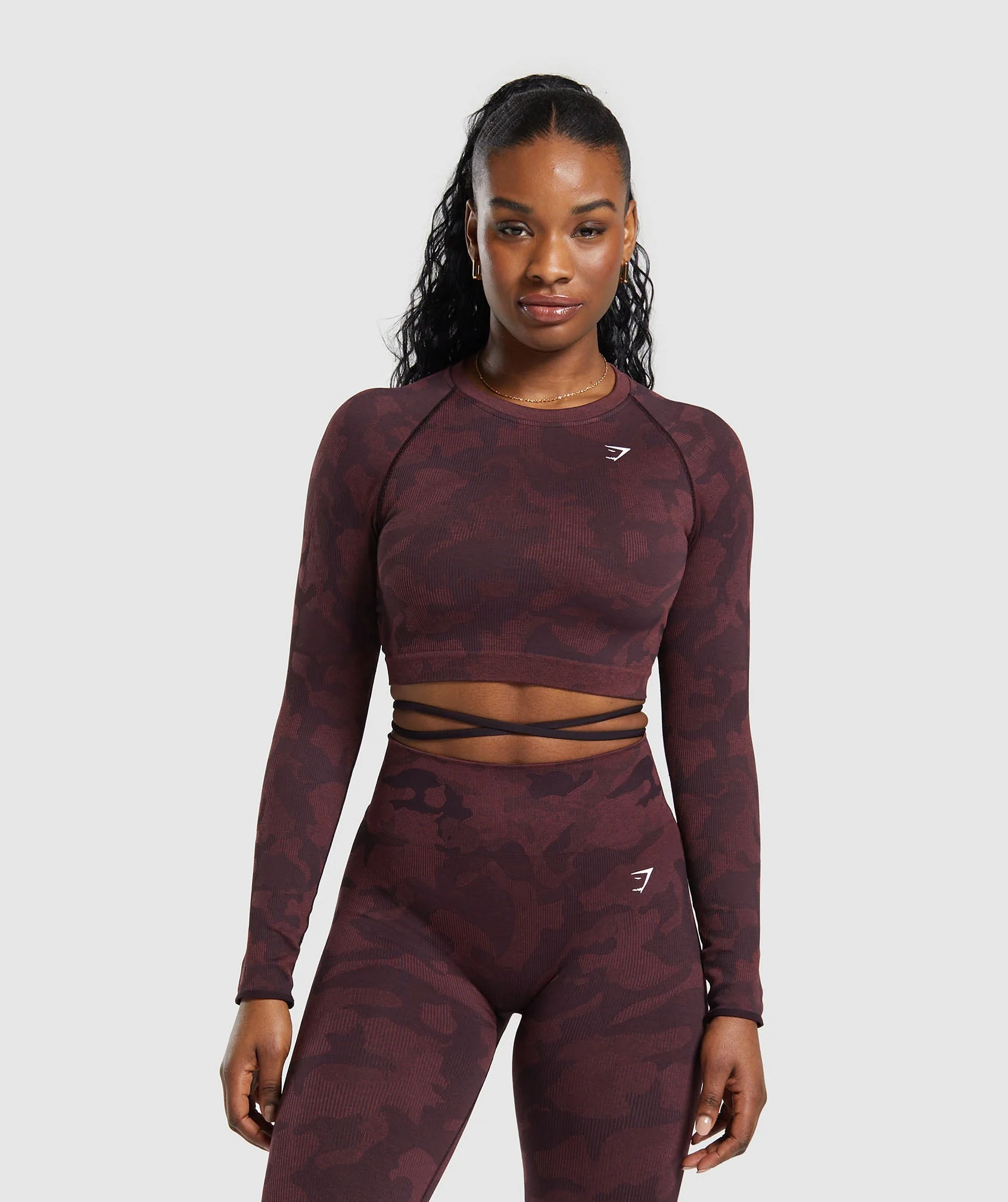 Adapt Camo Seamless Ribbed Long Sleeve Crop Top