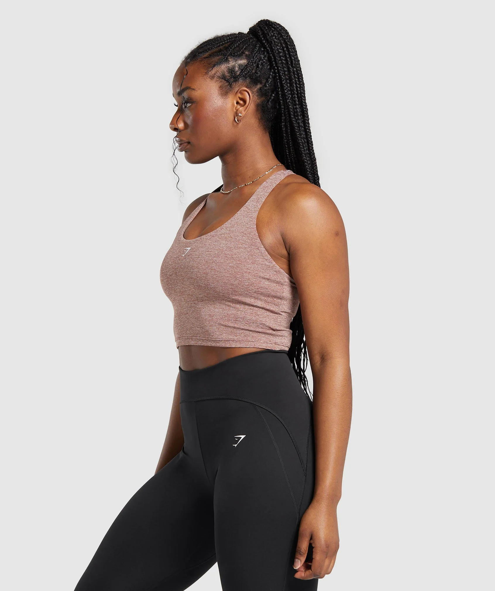Marl Racer Shelf Crop Tank
