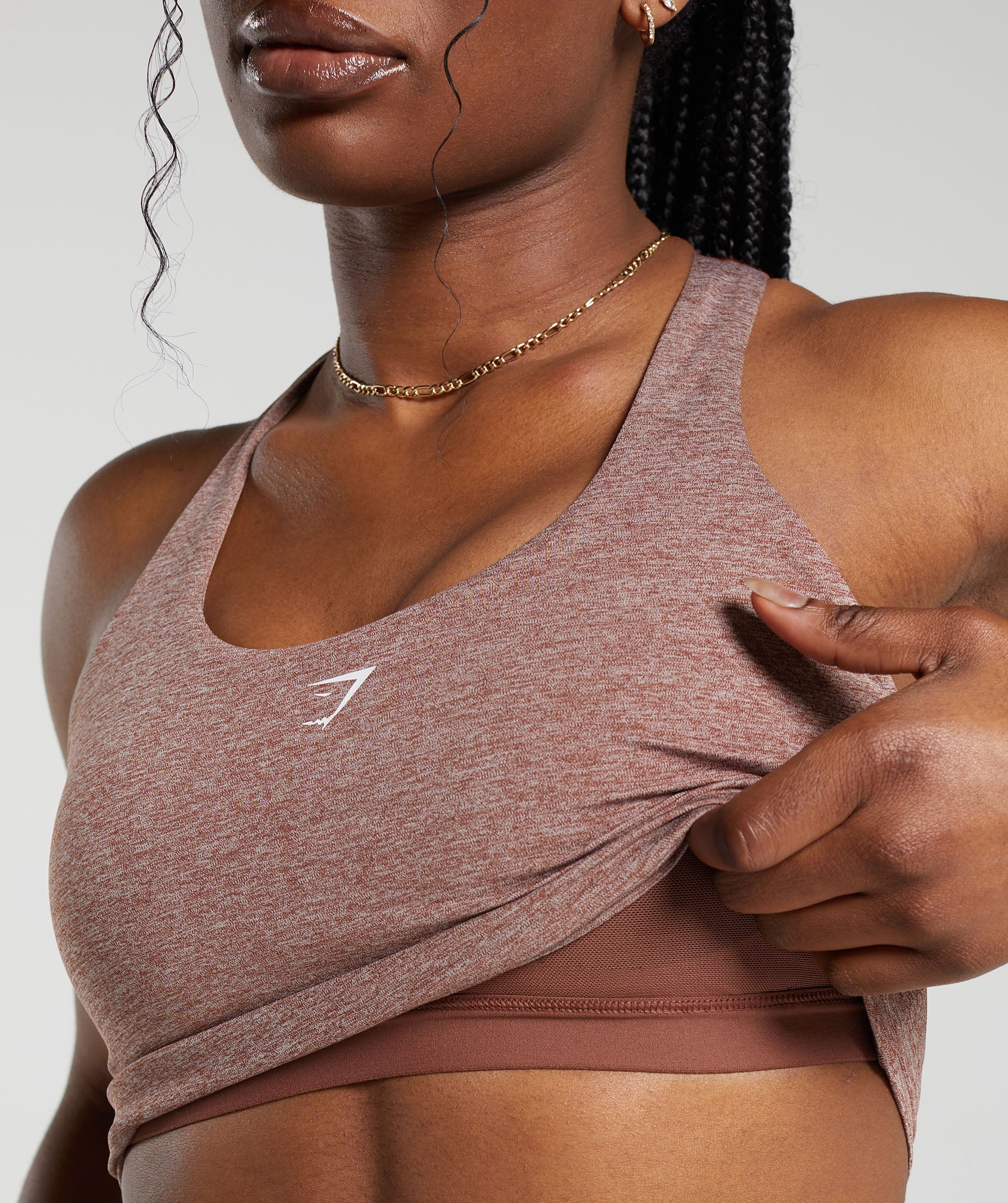 Marl Racer Shelf Crop Tank