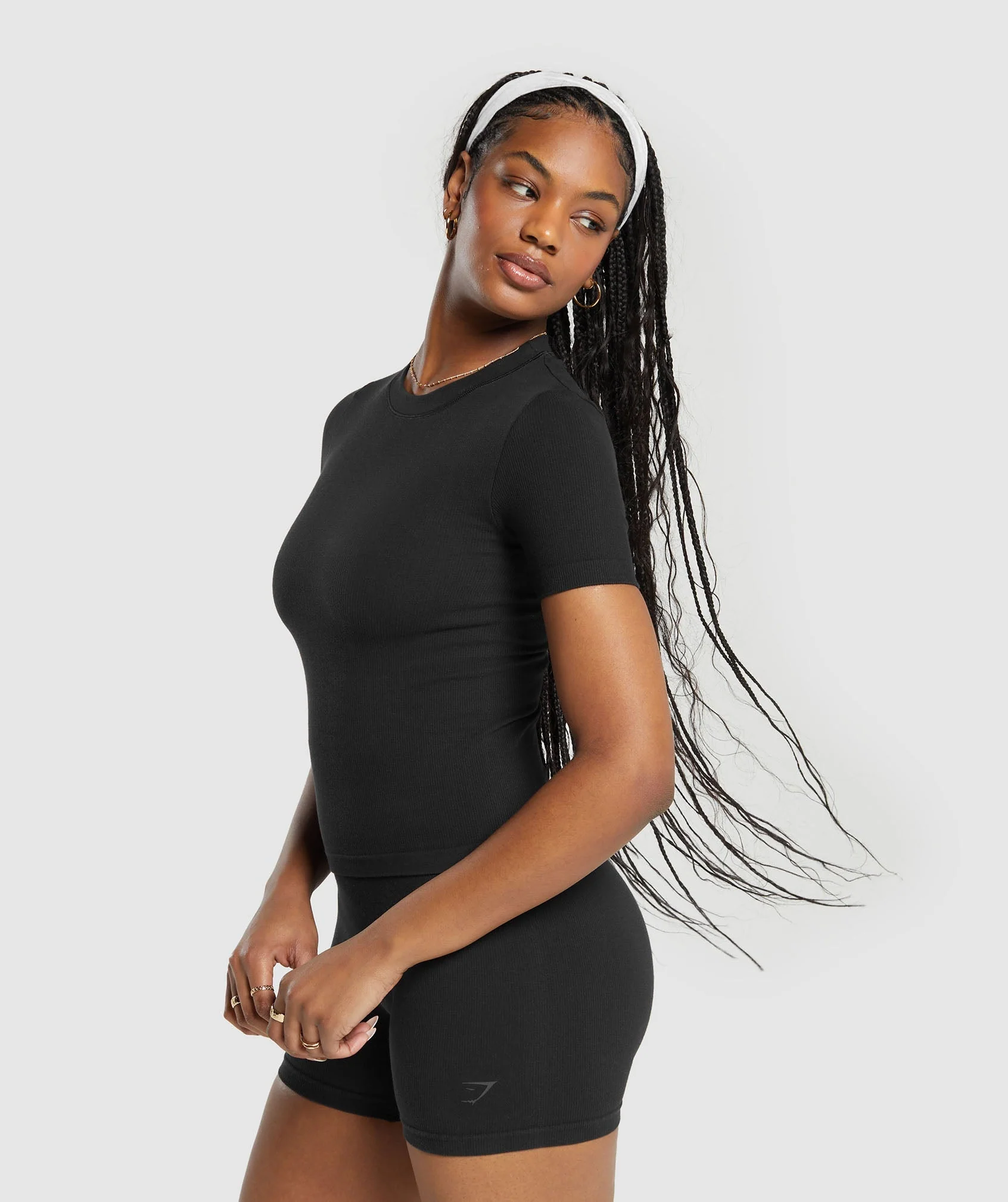 Ribbed Cotton Seamless T-Shirt