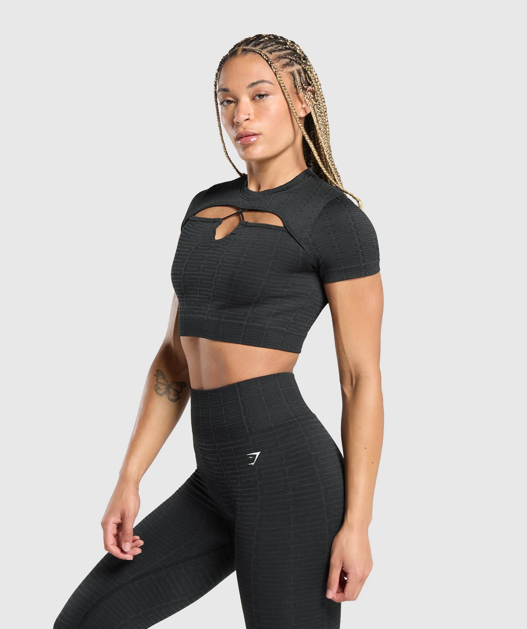 Adapt Monogram Seamless Ruched Crop Top