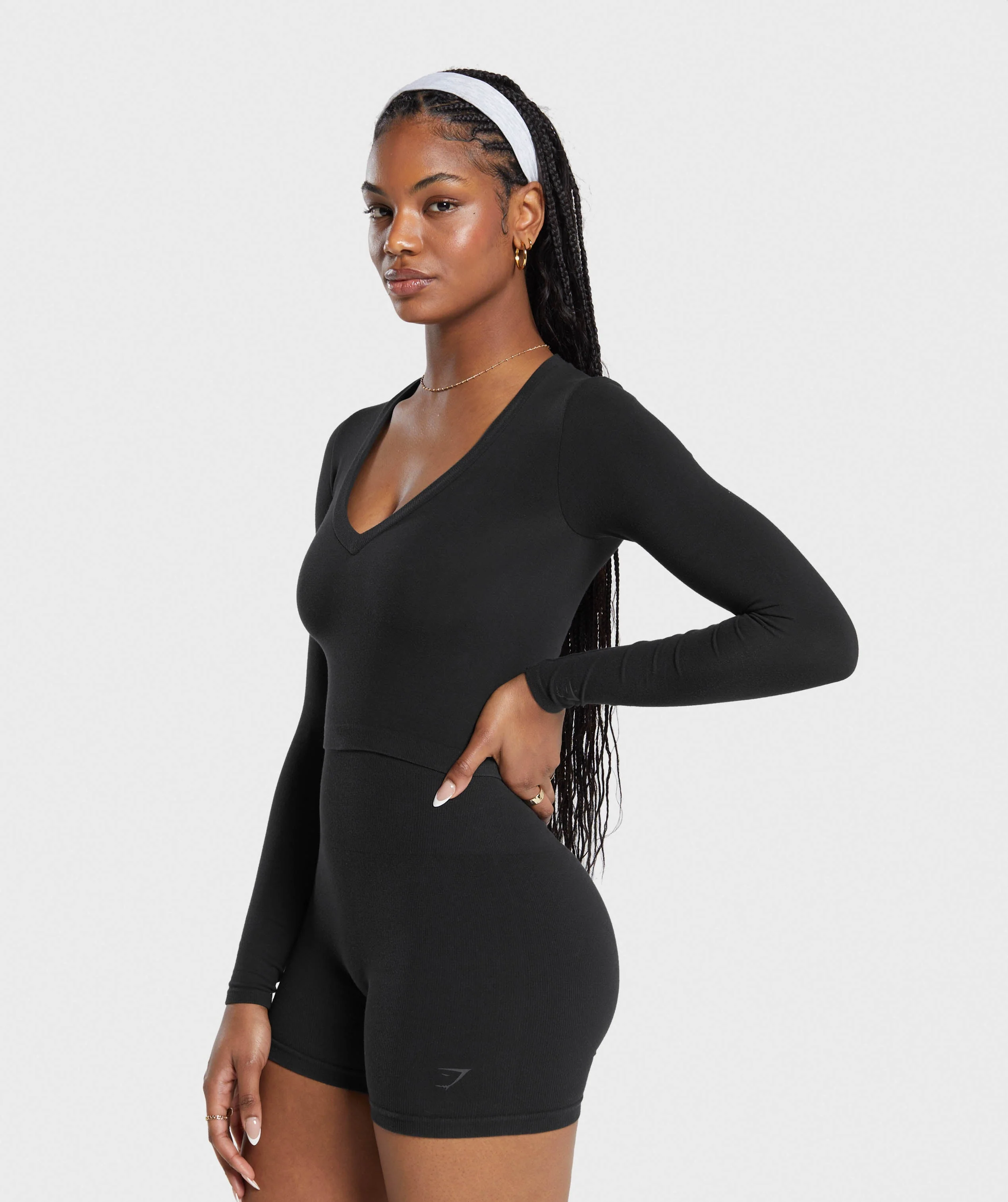 Cotton Seamless Long Sleeve Midi Top