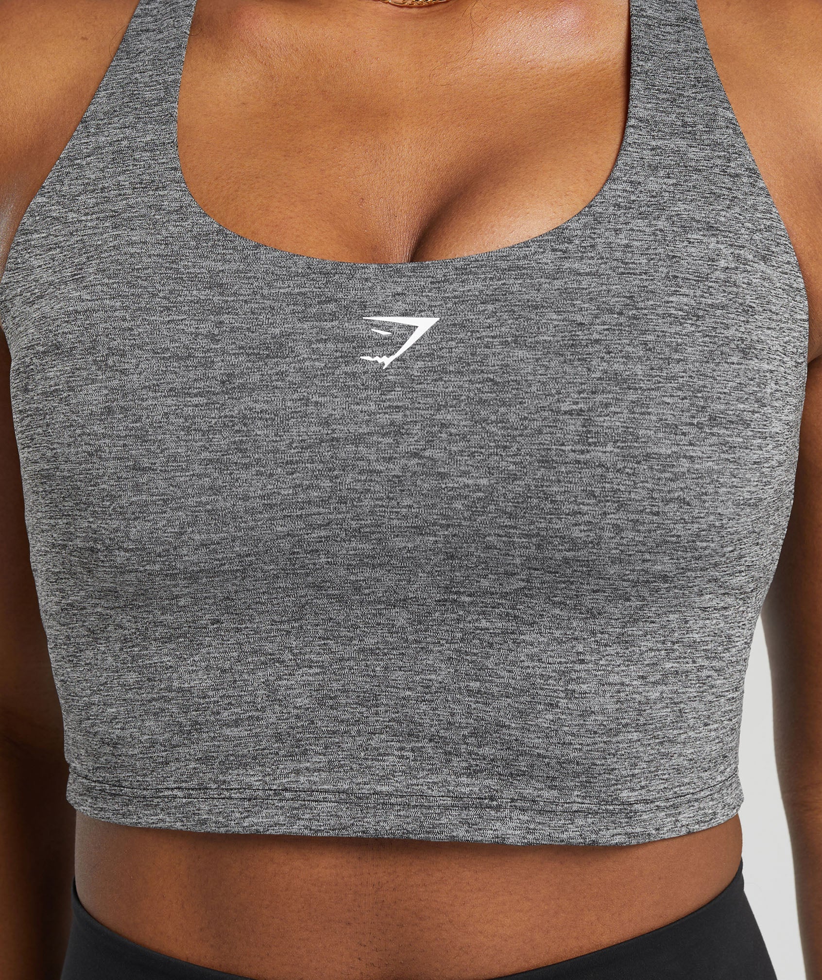 Marl Racer Shelf Crop Tank