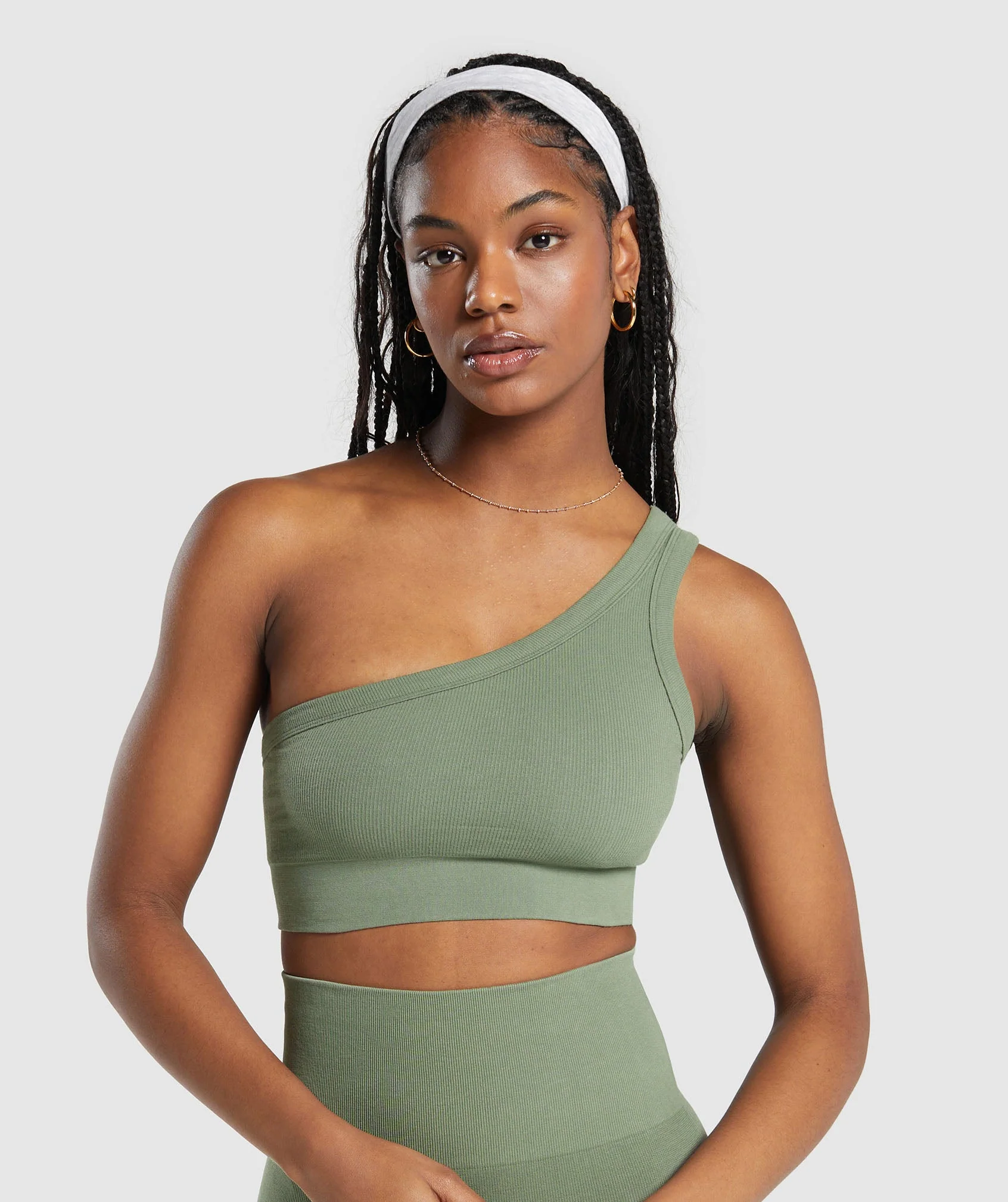 Ribbed Cotton Seamless One Shoulder Bra