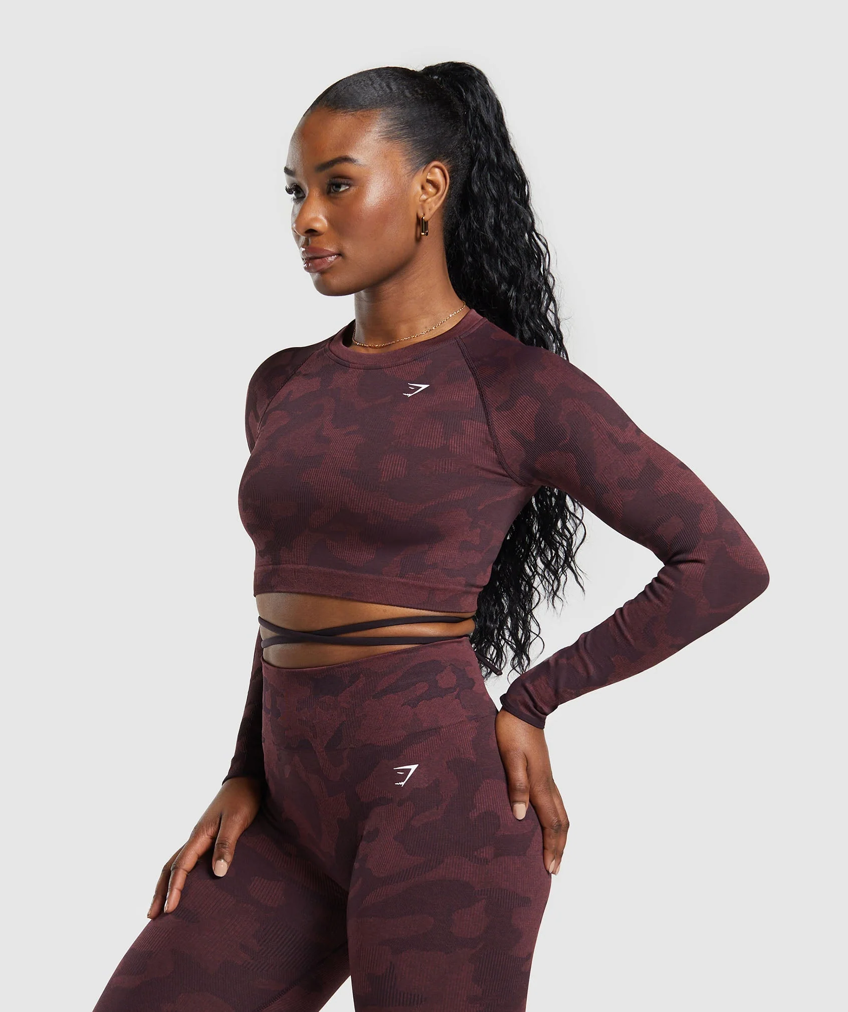 Adapt Camo Seamless Ribbed Long Sleeve Crop Top