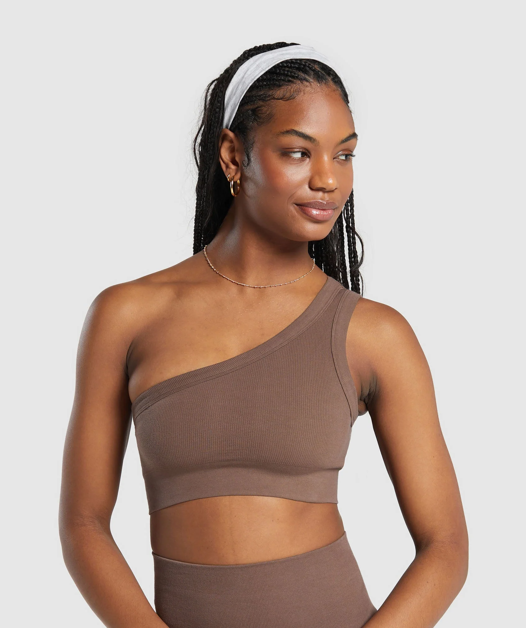 Ribbed Cotton Seamless One Shoulder Bra