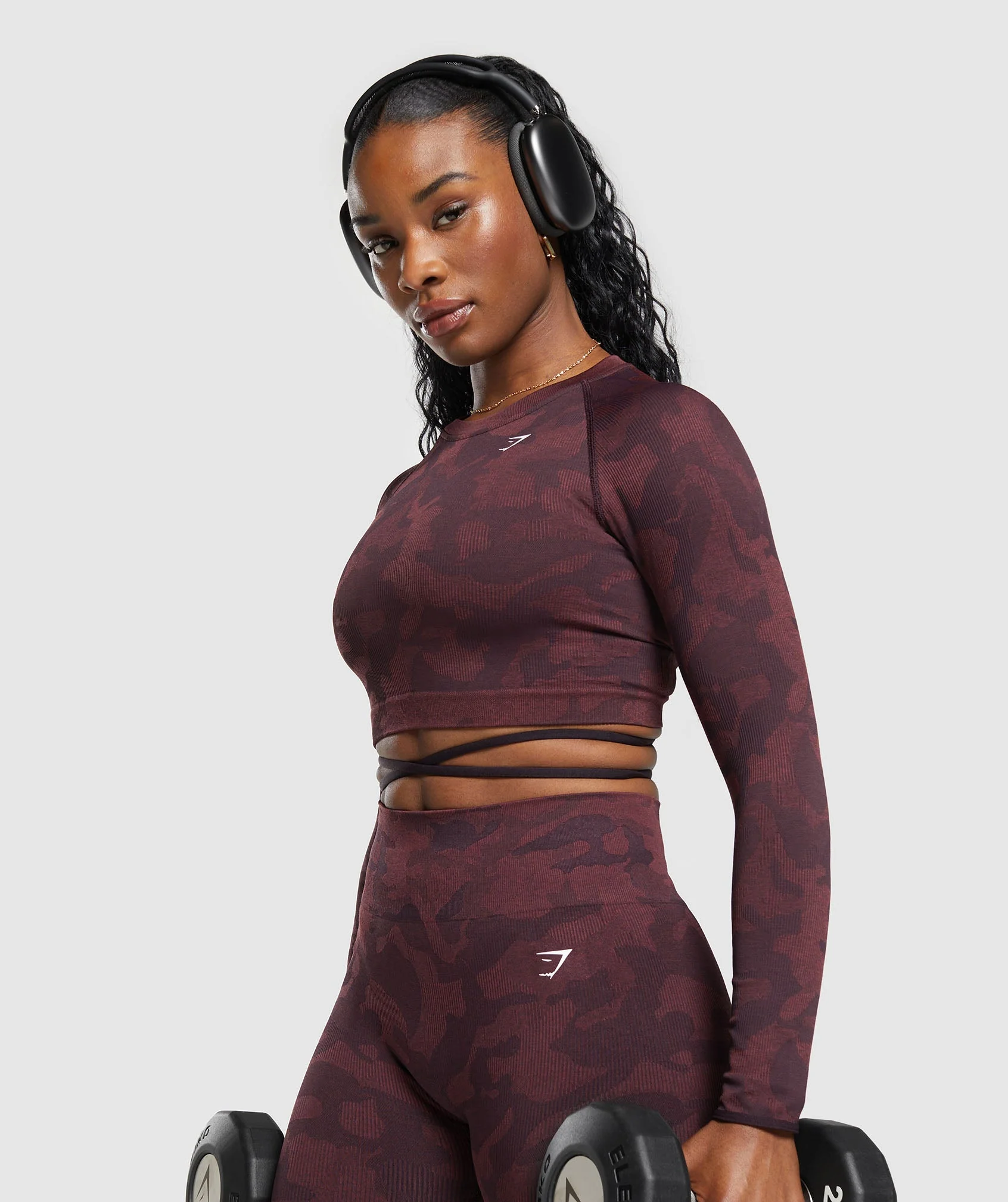 Adapt Camo Seamless Ribbed Long Sleeve Crop Top