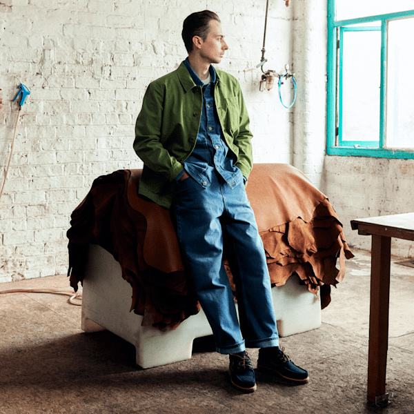 Men's Timberland? C.F. Stead? Indigo Suede 3-Eye Lug Handsewn Boat Shoe