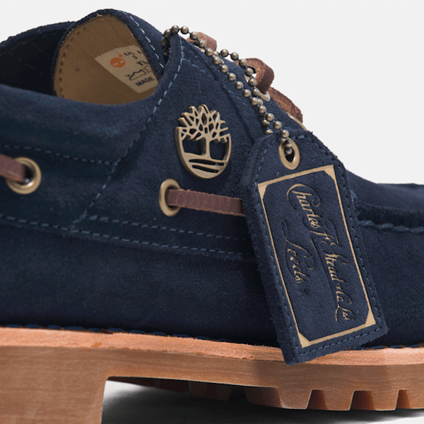 Men's Timberland? C.F. Stead? Indigo Suede 3-Eye Lug Handsewn Boat Shoe