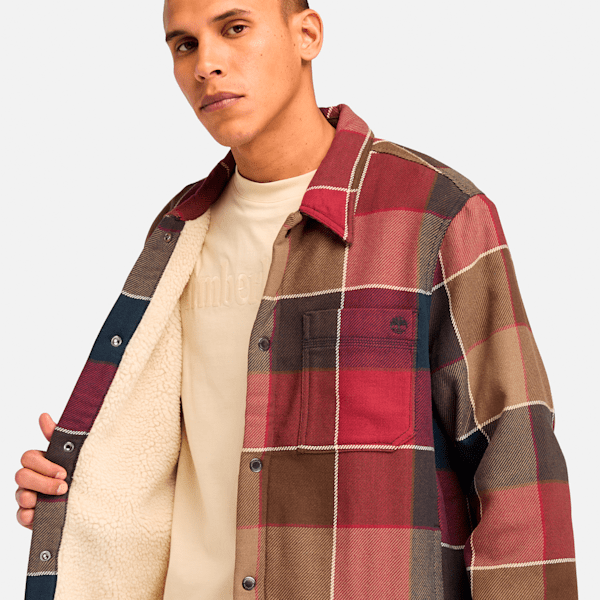 Men's High Pile Fleece Lined Plaid Overshirt