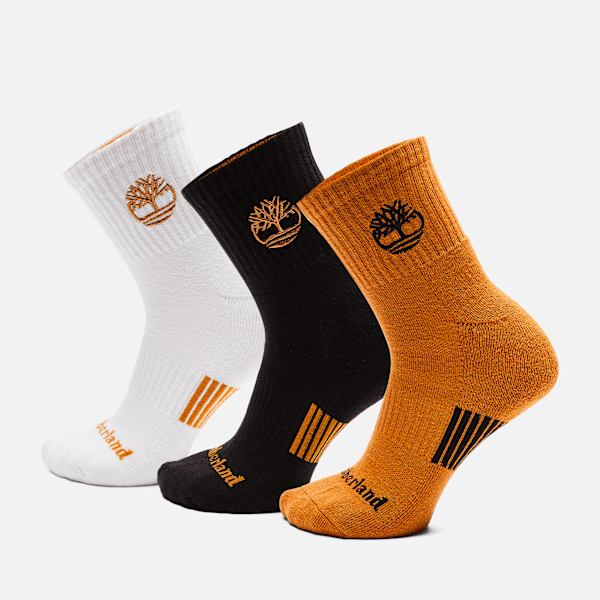 Men's Newmarket Village 3-Pack Yellow Boot Logo Shortie Crew Sock