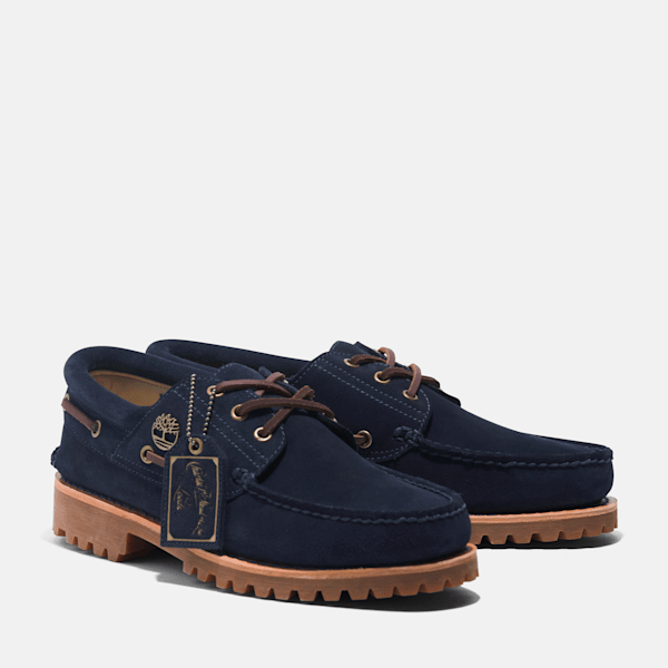 Men's Timberland? C.F. Stead? Indigo Suede 3-Eye Lug Handsewn Boat Shoe