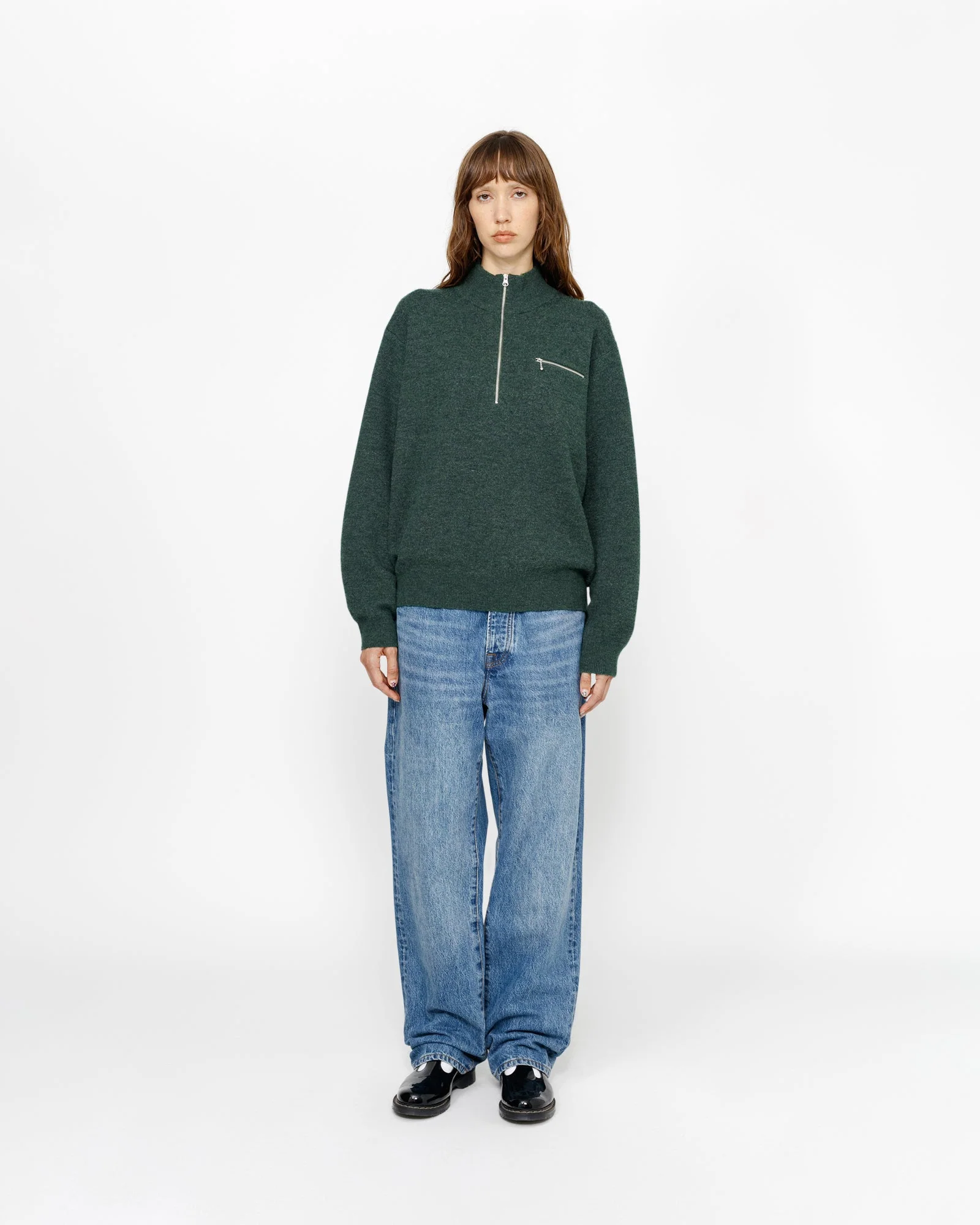 HALF ZIP MOCK NECK SWEATER