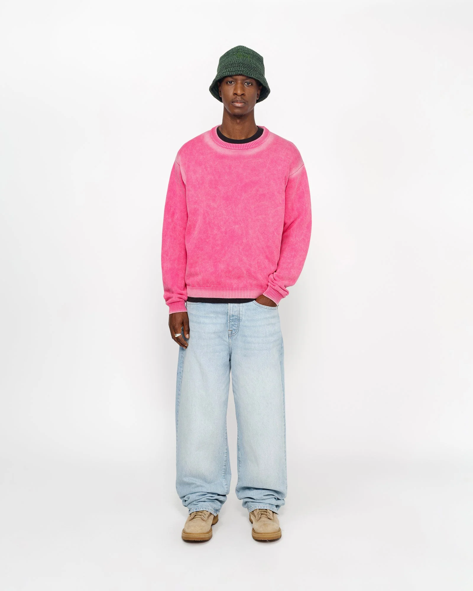 FADED COTTON KNIT CREW