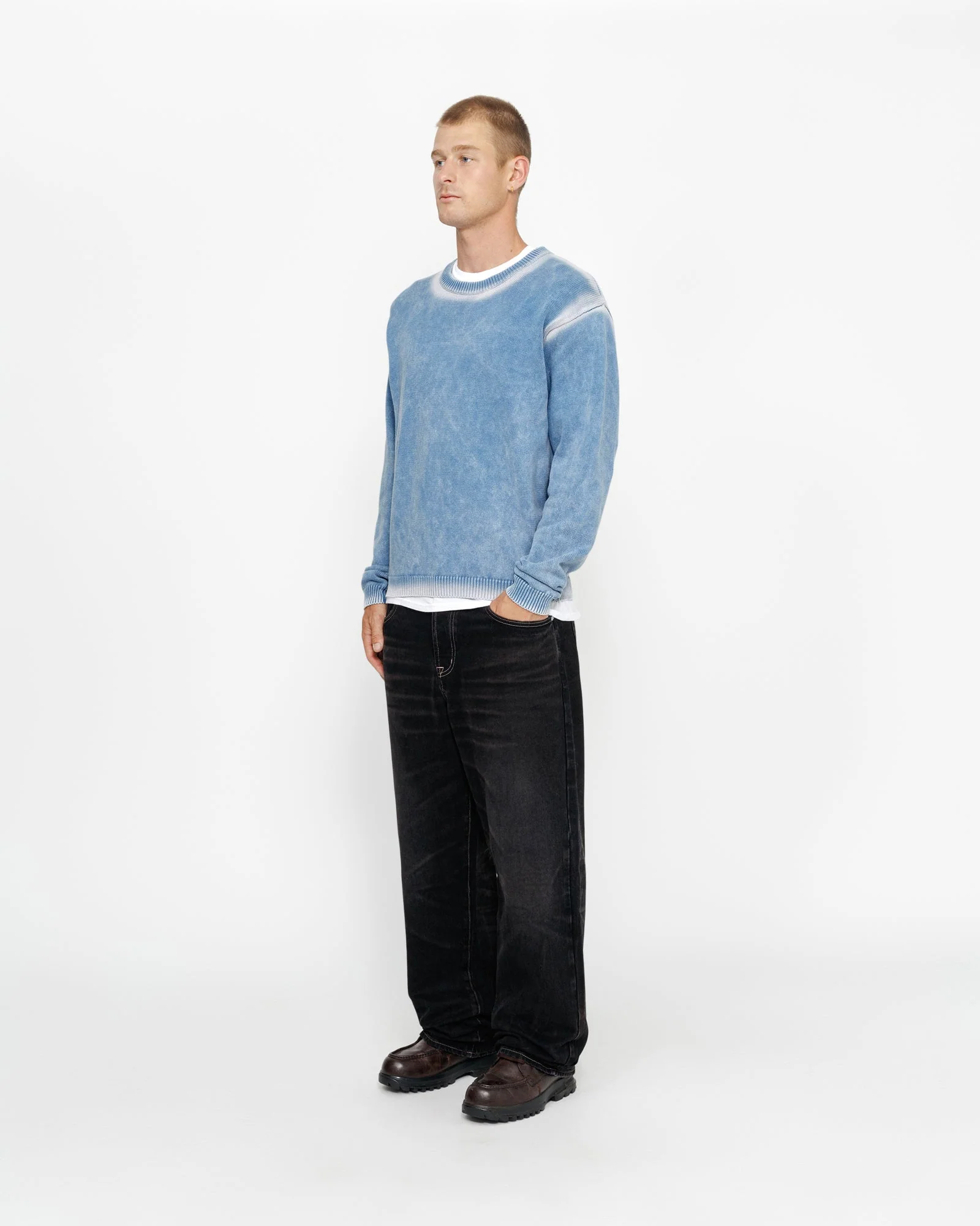 FADED COTTON KNIT CREW