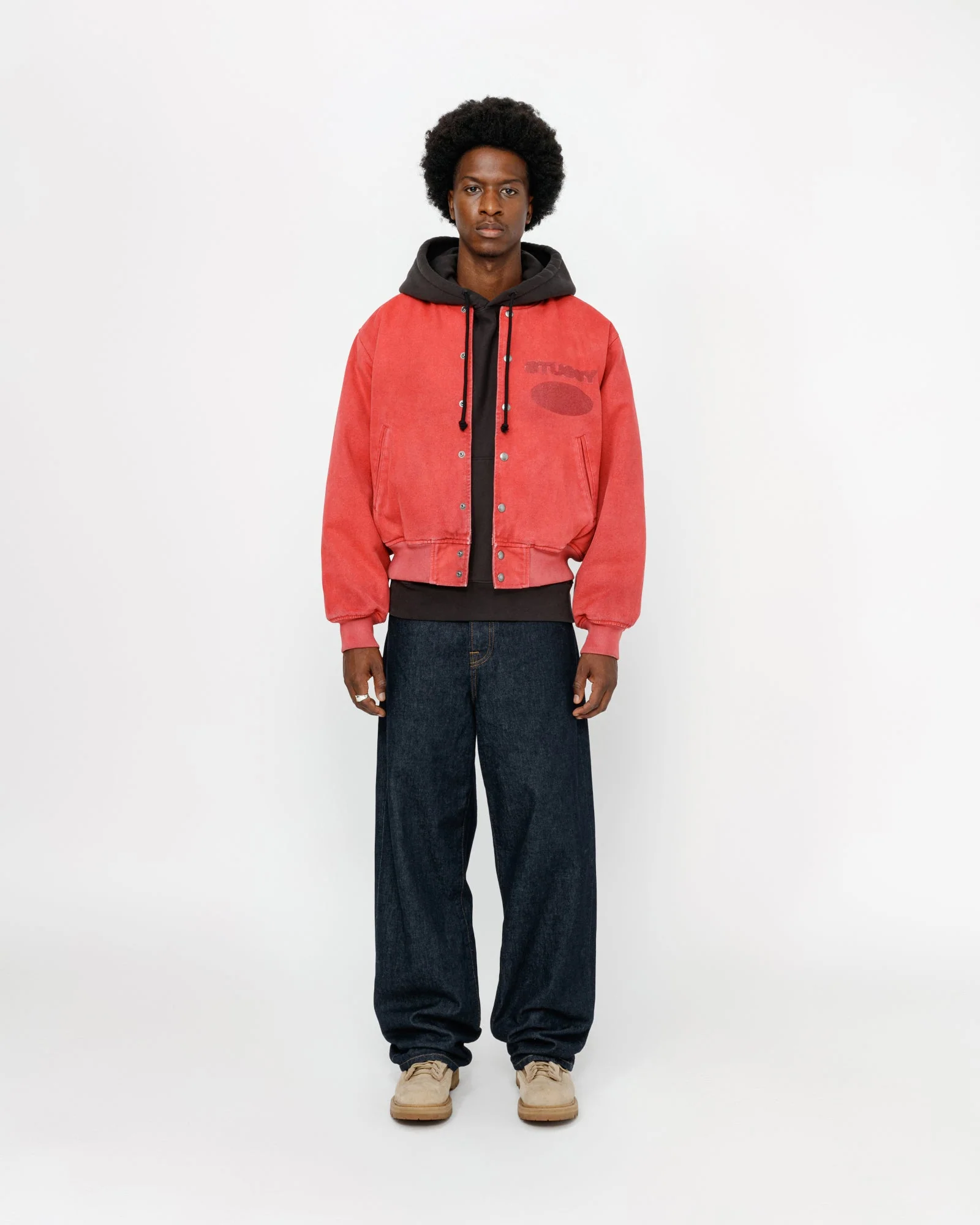 GHOST LOGO CANVAS VARSITY JACKET