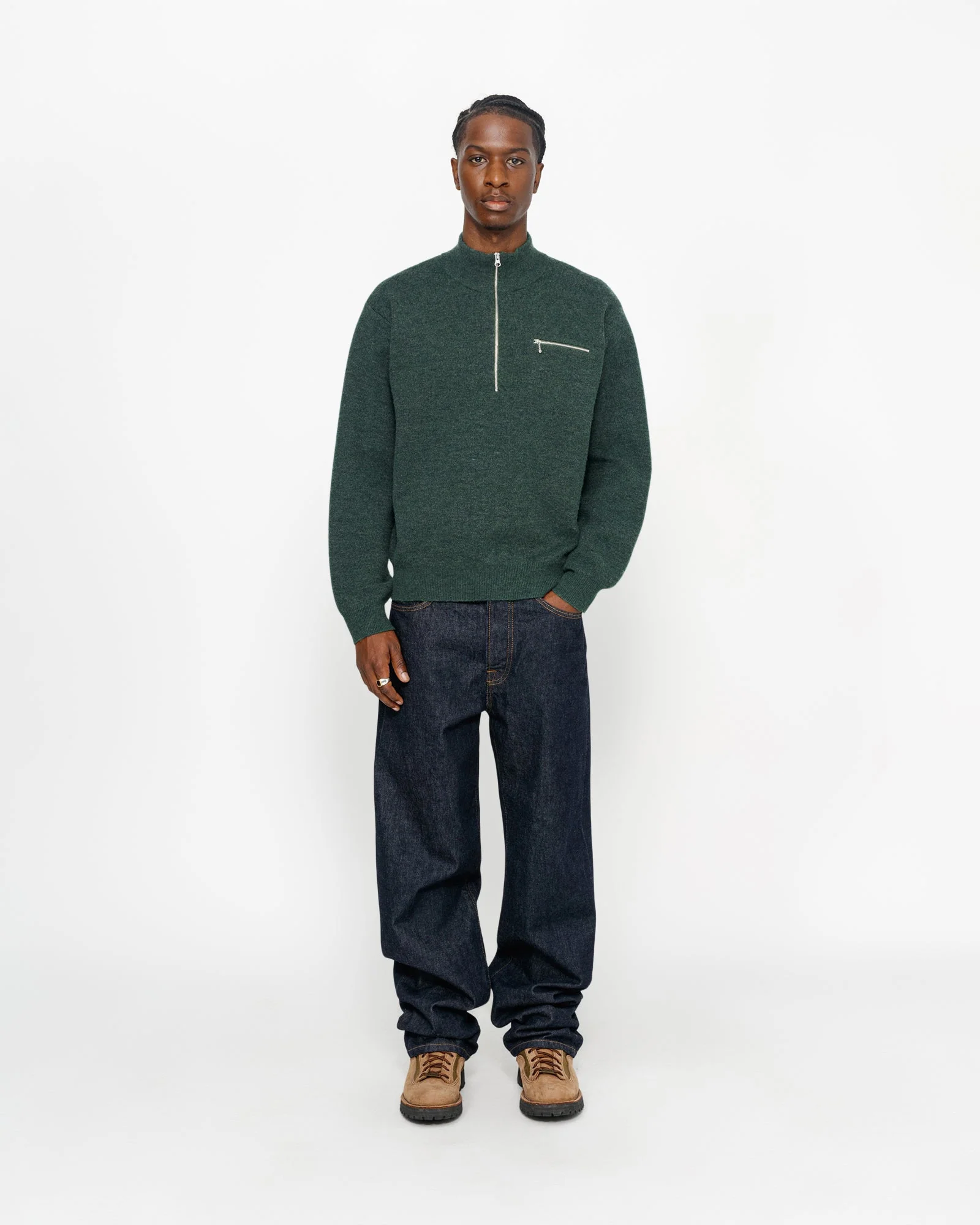 HALF ZIP MOCK NECK SWEATER