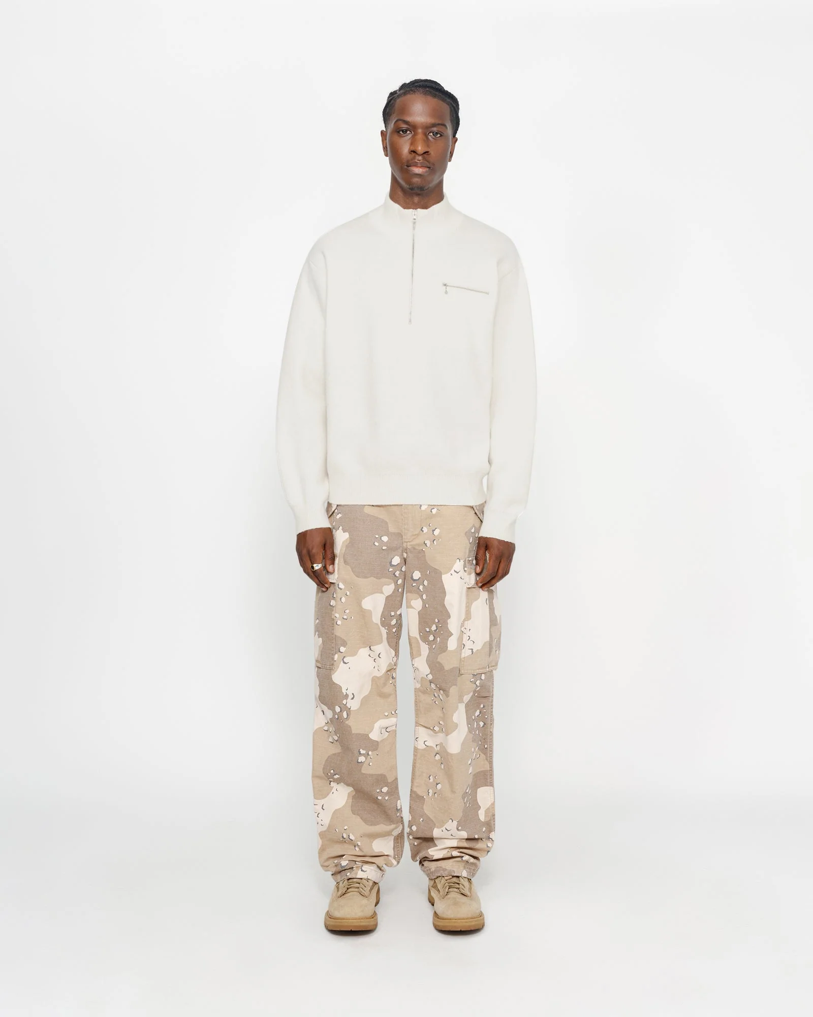 HALF ZIP MOCK NECK SWEATER