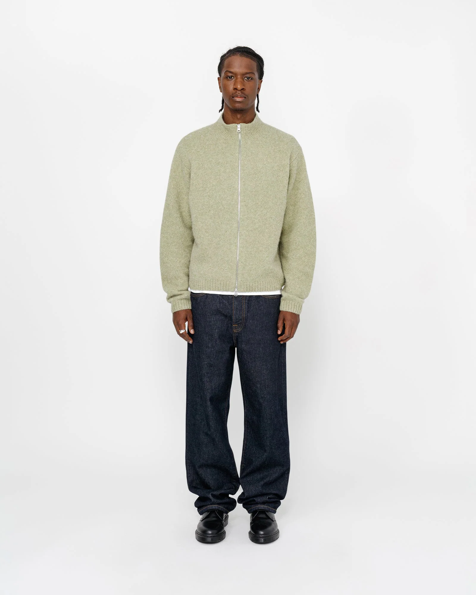 FULL ZIP BRUSHED MERINO SWEATER