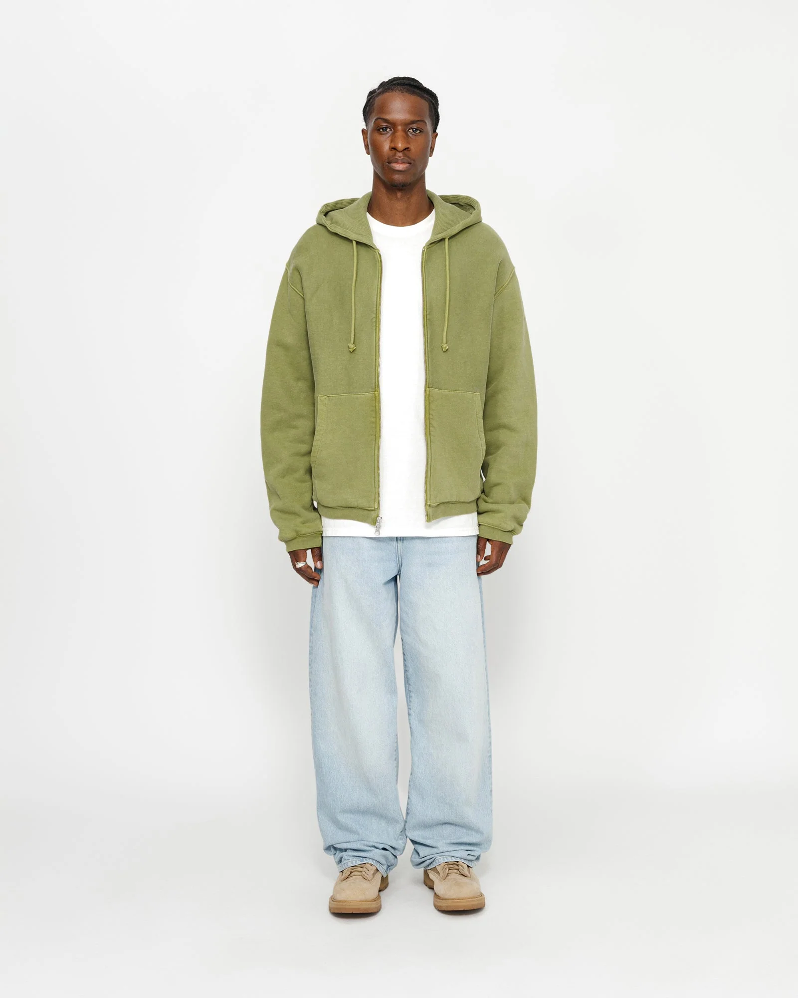 WAFFLE LINED ZIP HOODIE