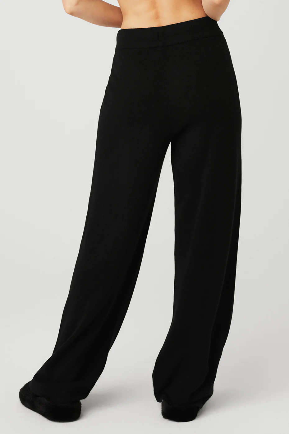 Cashmere High-Waist Jet Set Wide Leg Pant - Black