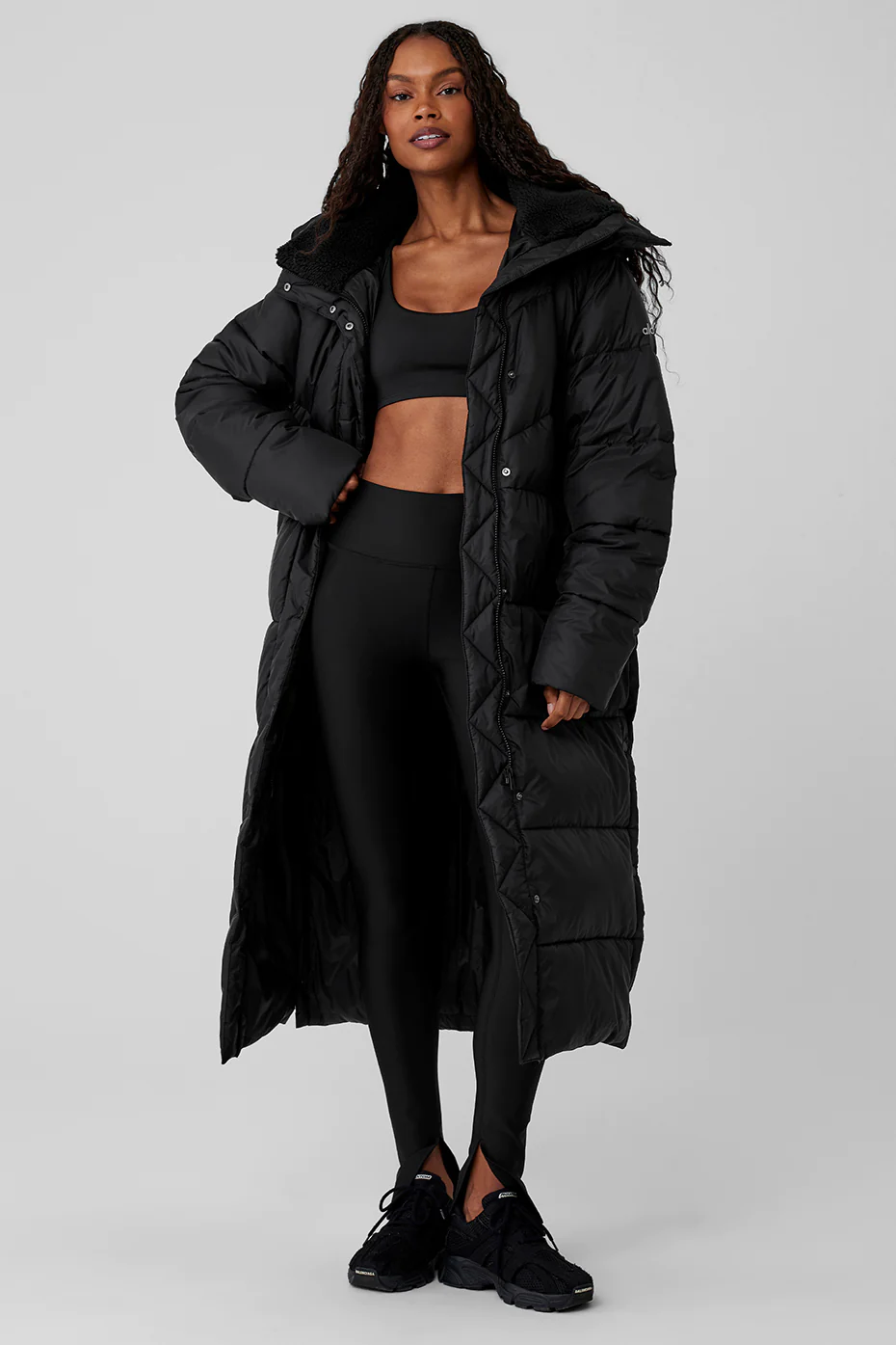 Gold Rush Puffer Trench - Black