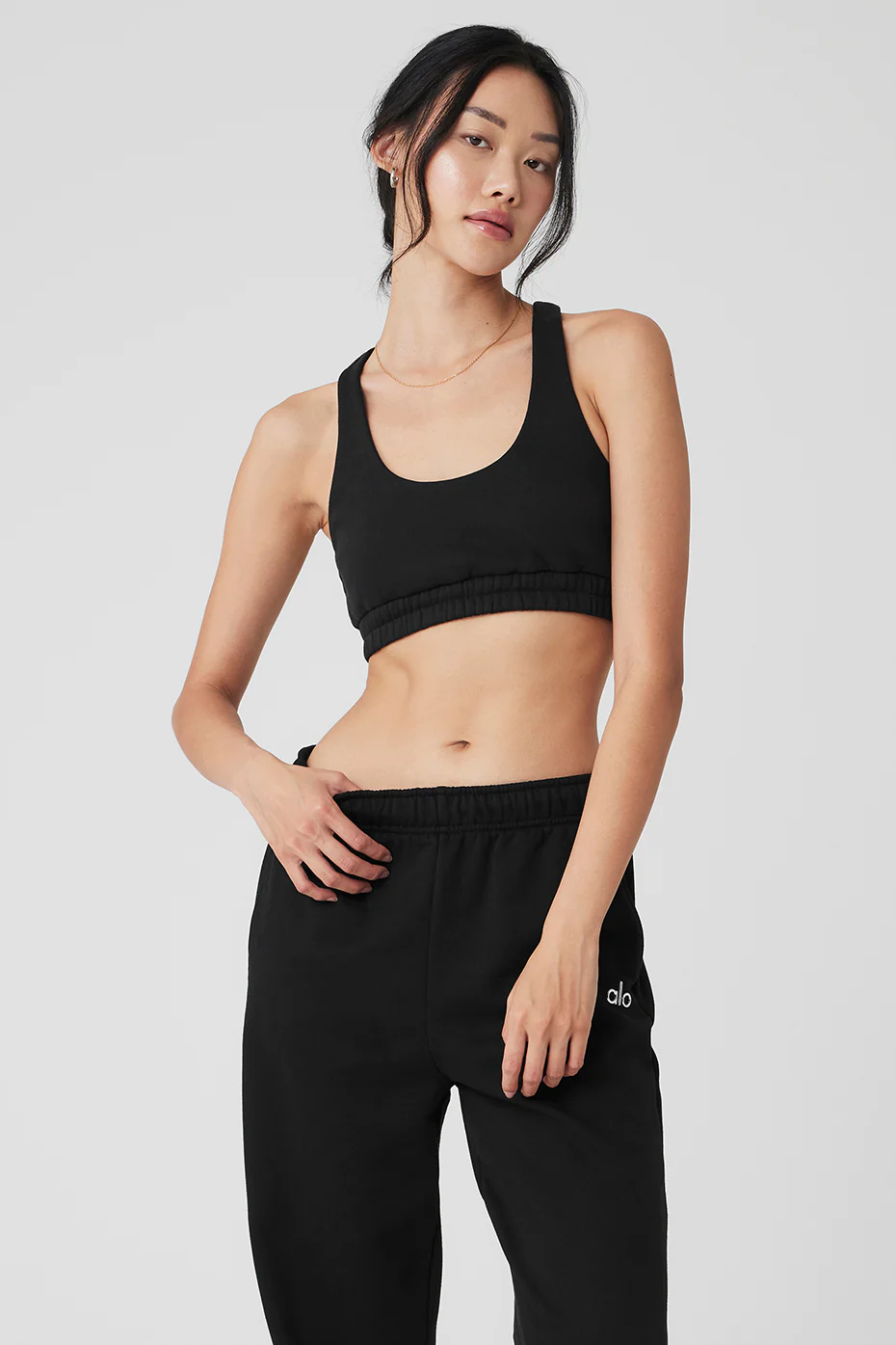 Scoop Neck Sweatshirt Bra - Black