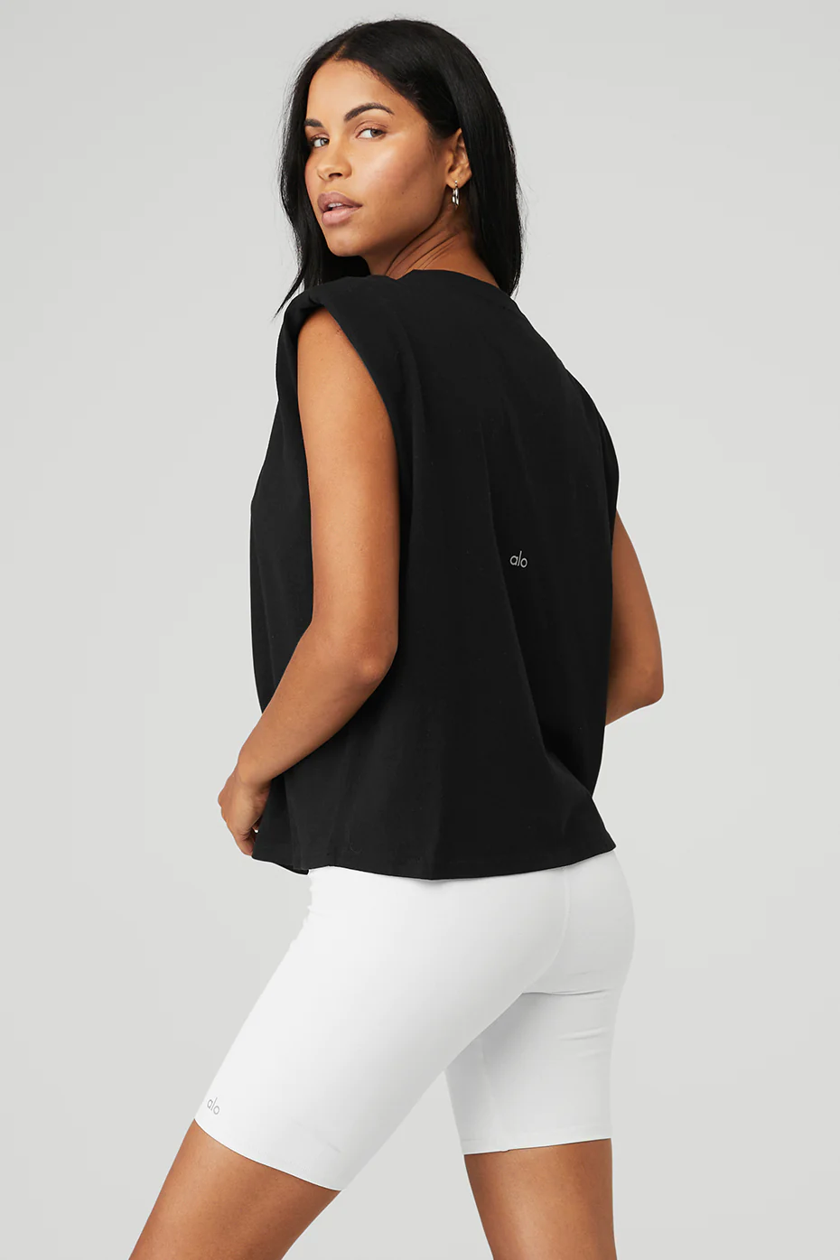 Headliner Shoulder Pad Sleeveless Tee - Black