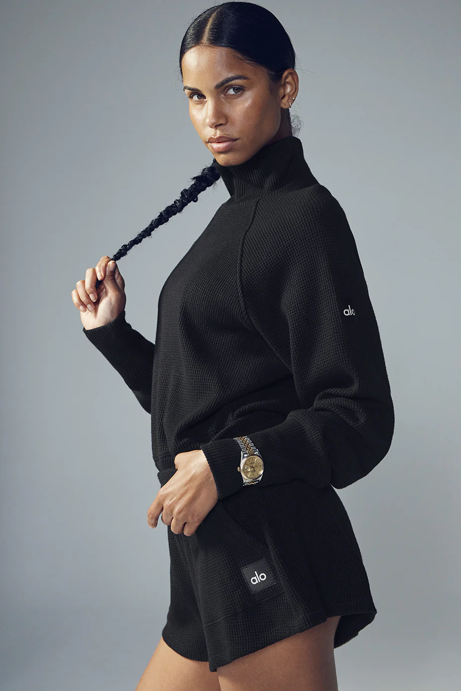 Waffle High-Waist Weekend Escape Short - Black