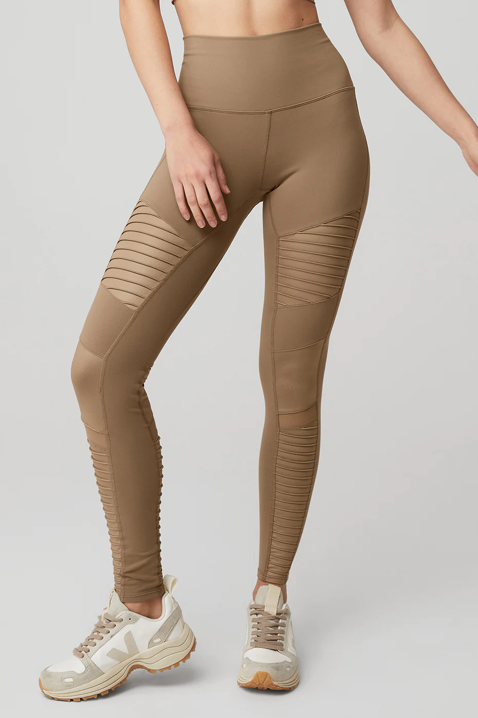 High-Waist Moto Legging - Gravel/Gravel Glossy
